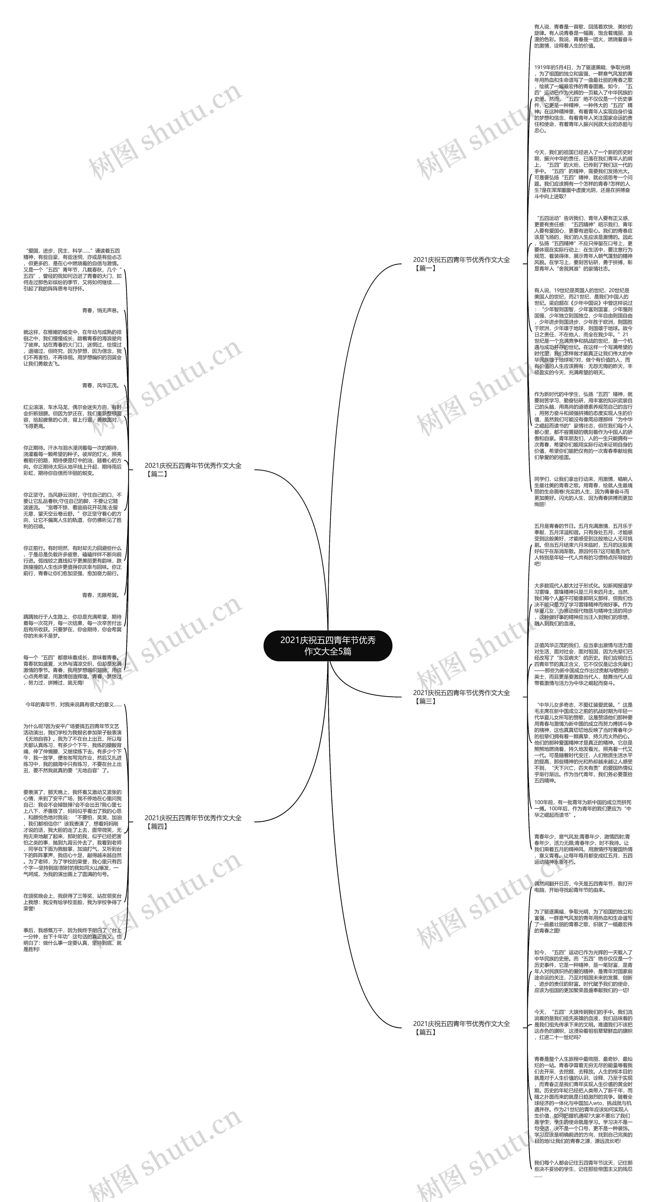 2021庆祝五四青年节优秀作文大全5篇思维导图