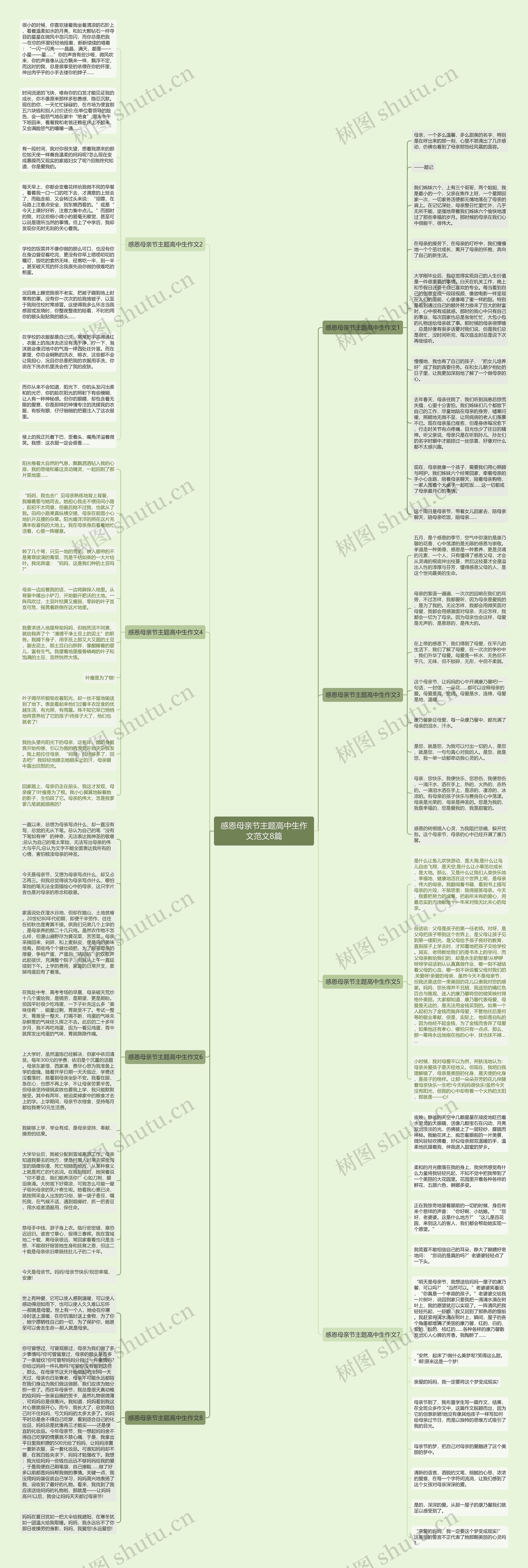 感恩母亲节主题高中生作文范文8篇思维导图
