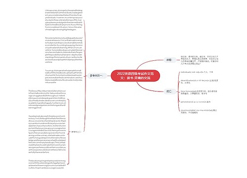 2022英语四级考试作文范文：读书 灵魂的交流
