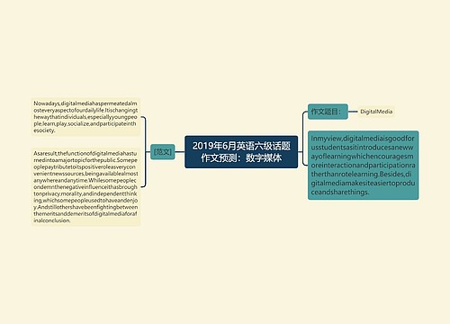 2019年6月英语六级话题作文预测：数字媒体