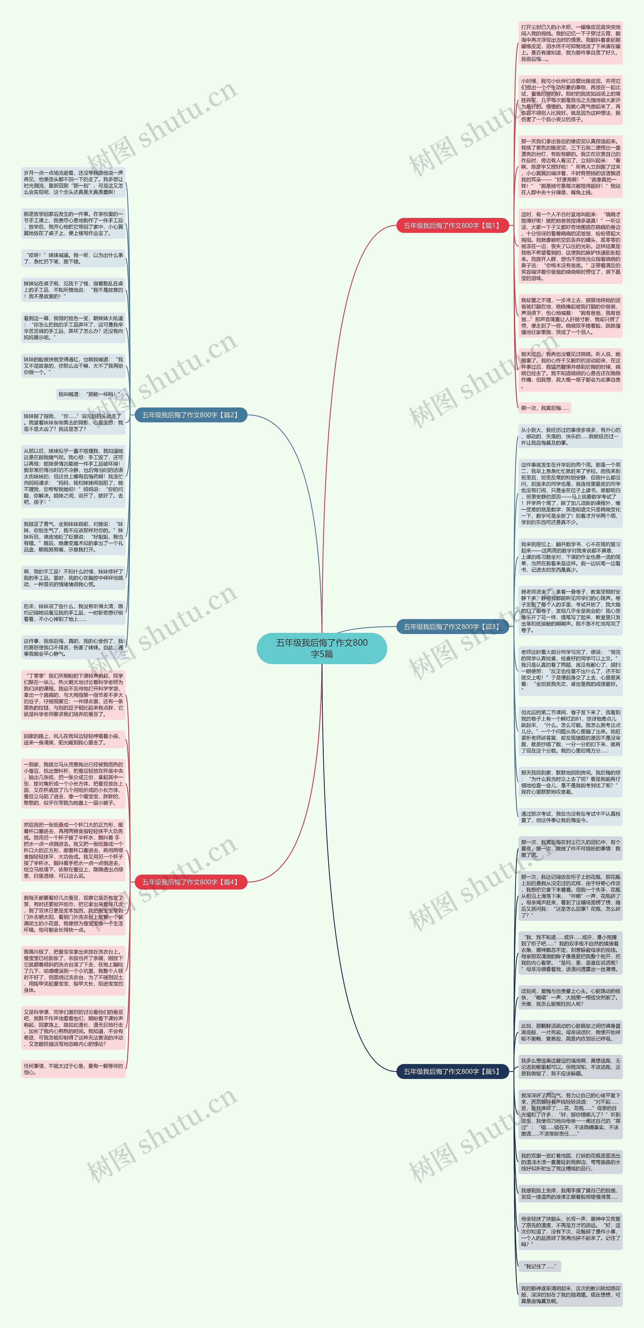 五年级我后悔了作文800字5篇思维导图