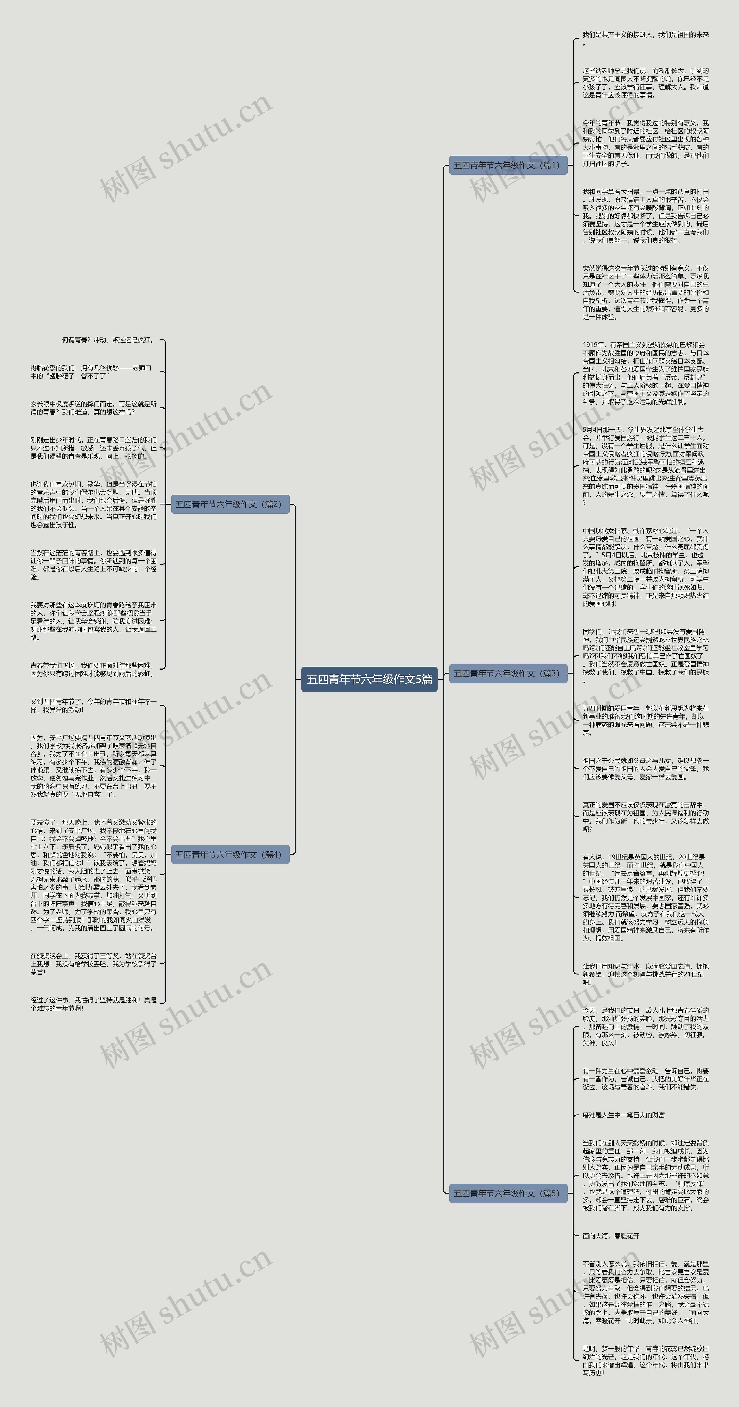五四青年节六年级作文5篇思维导图