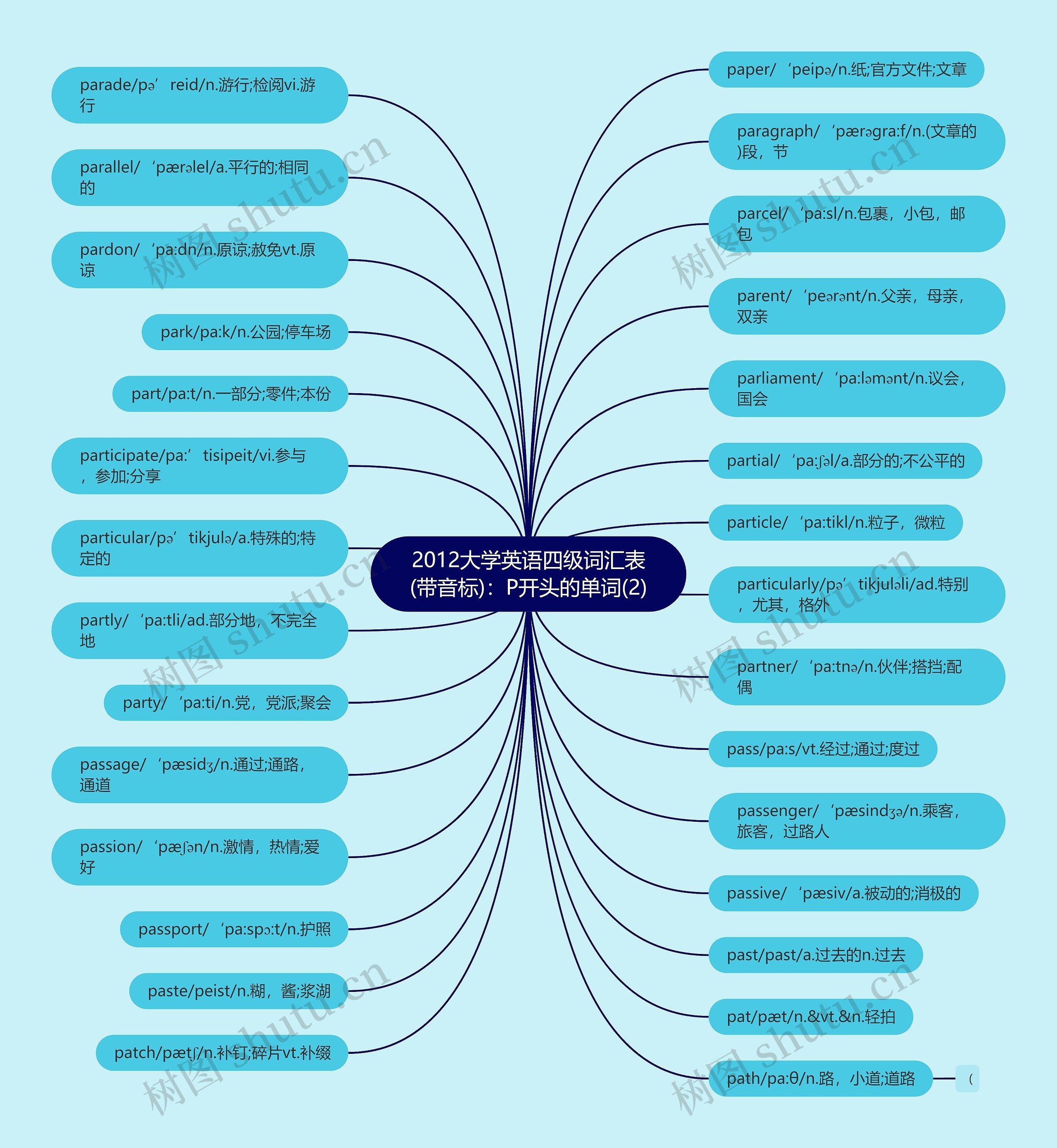 2012大学英语四级词汇表(带音标):P开头的单词(2) 2012大学英语四级词汇表(带音标):P开头的单词(2)