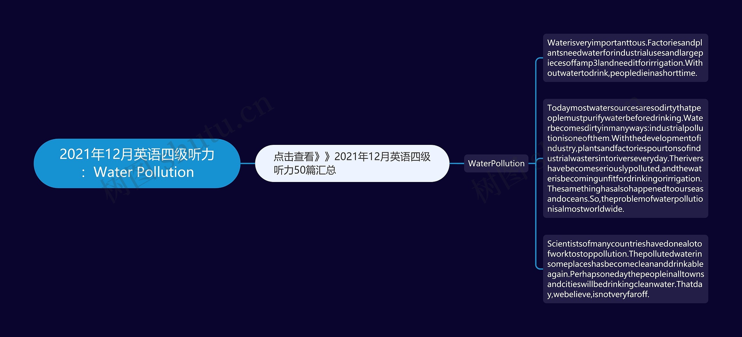 2021年12月英语四级听力：Water Pollution思维导图