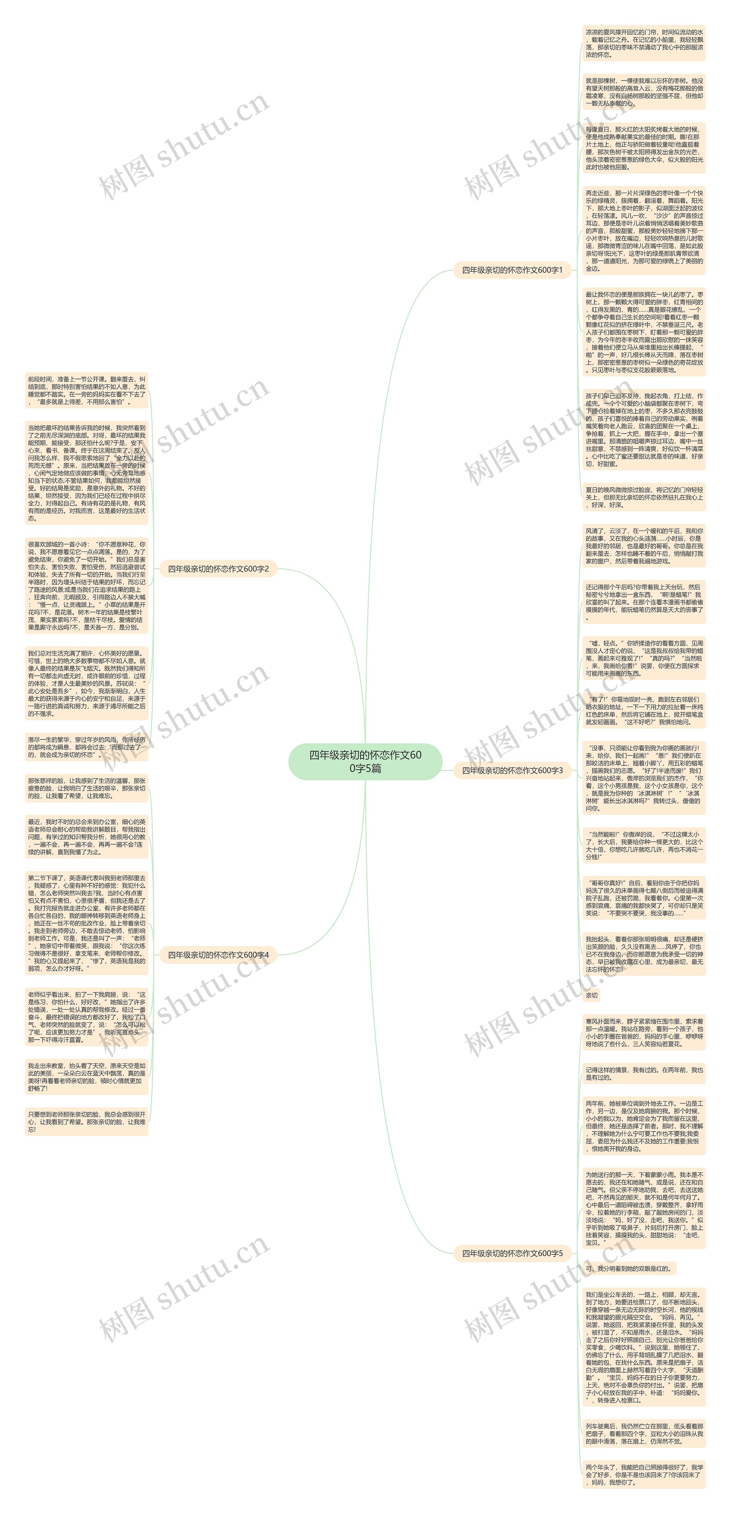 四年级亲切的怀恋作文600字5篇思维导图