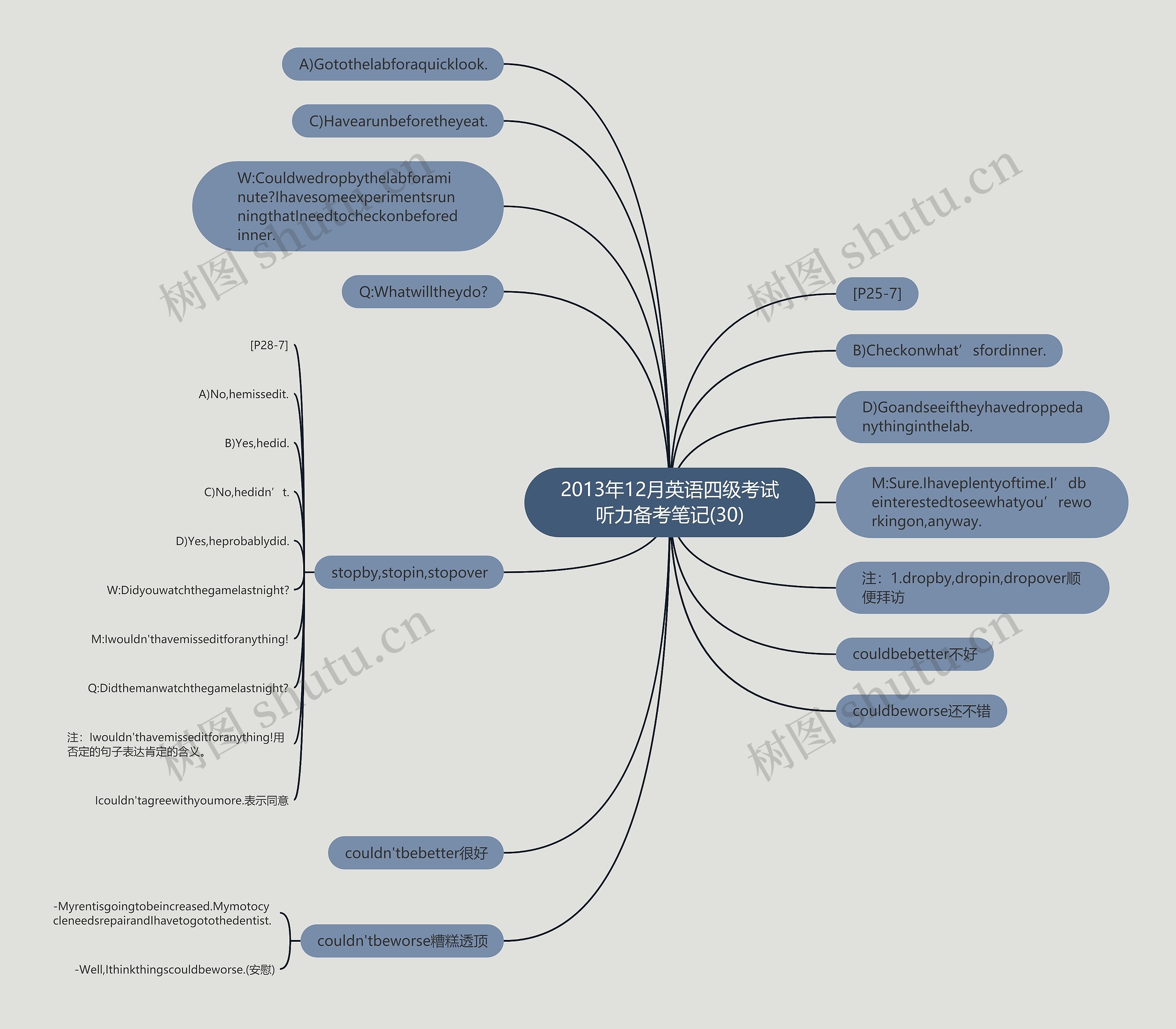2013年12月英语四级考试听力备考笔记(30)思维导图