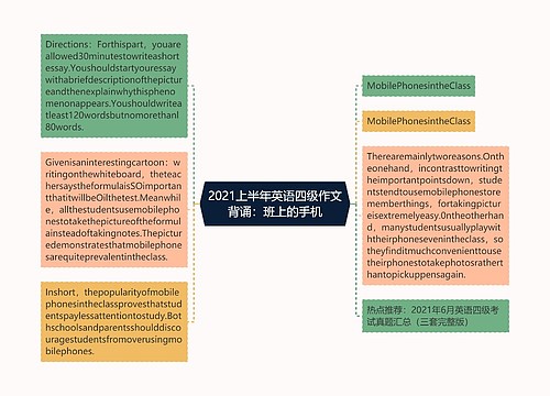 2021上半年英语四级作文背诵：班上的手机