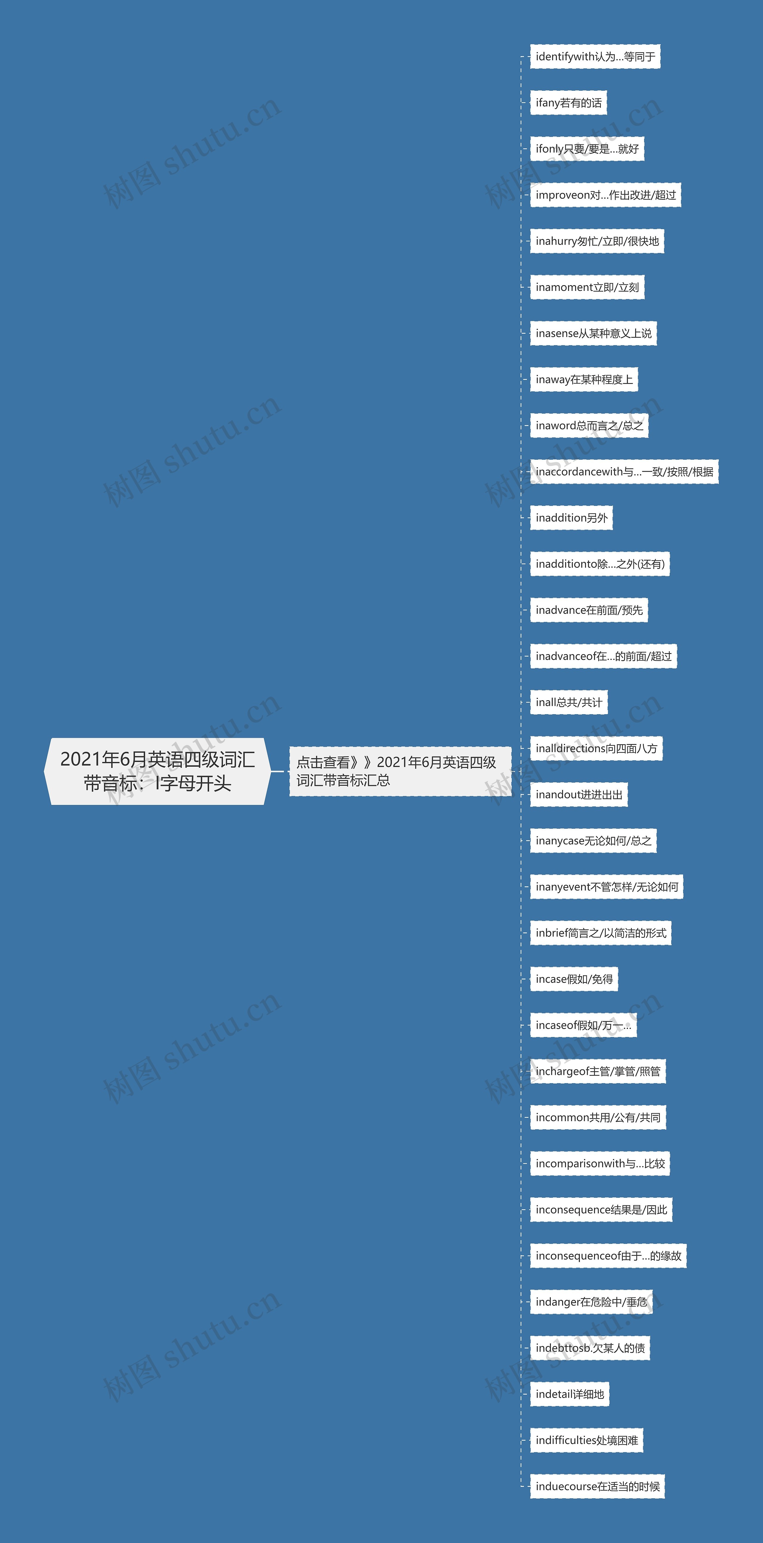 2021年6月英语四级词汇带音标：I字母开头思维导图