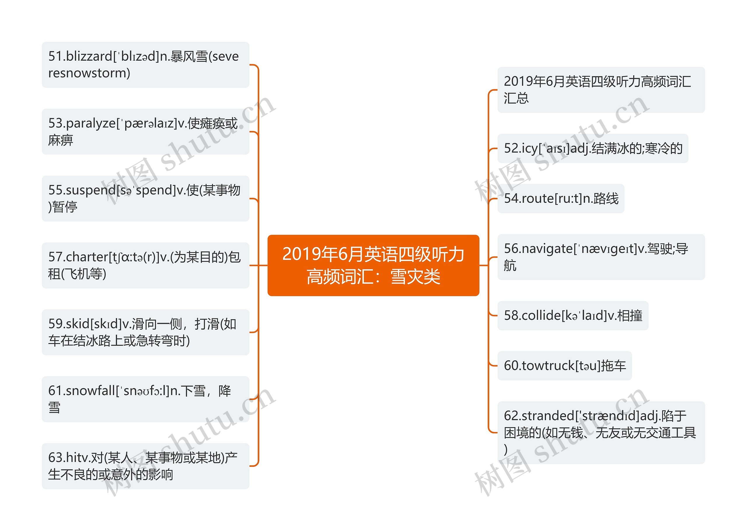 2019年6月英语四级听力高频词汇：雪灾类