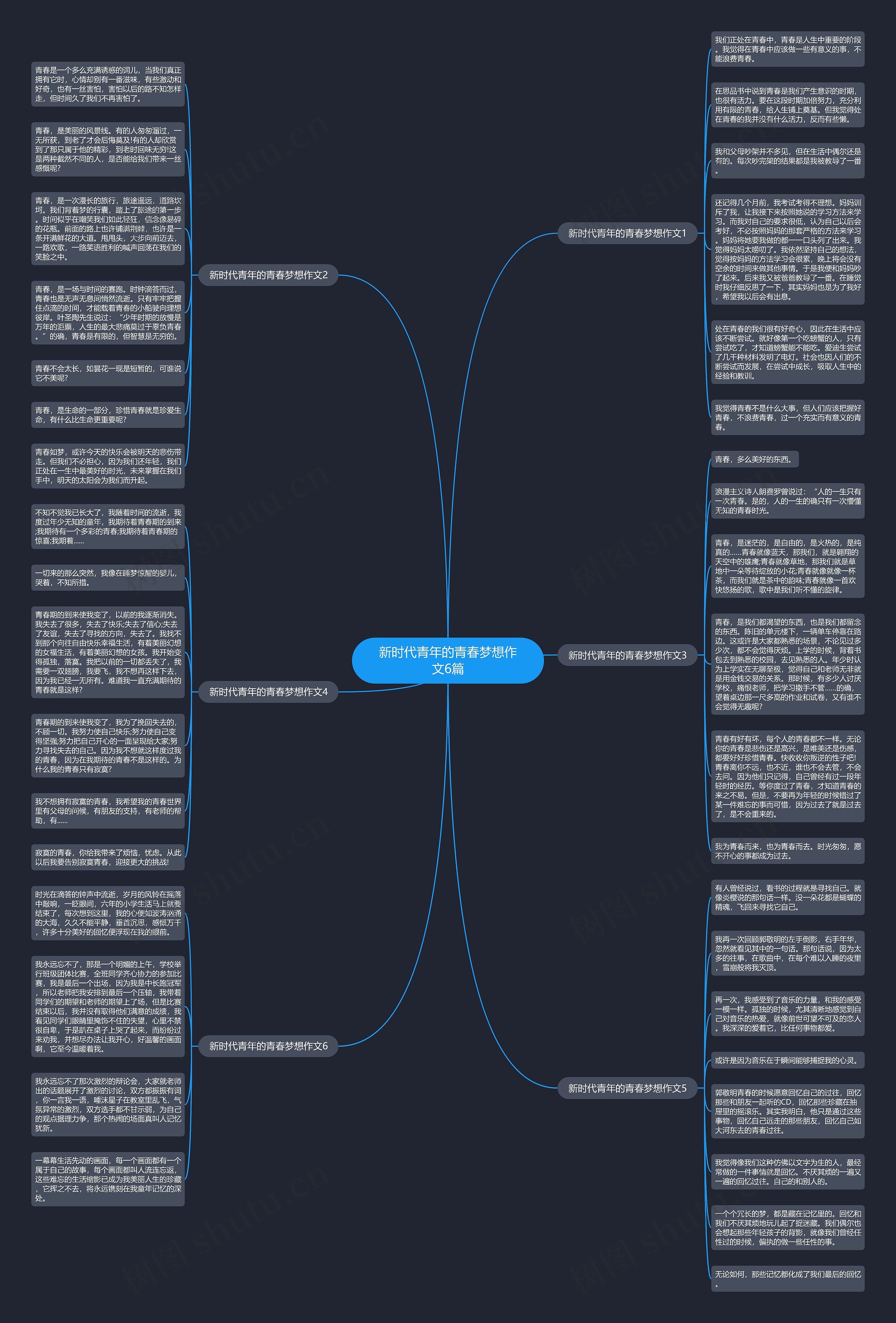 新时代青年的青春梦想作文6篇思维导图