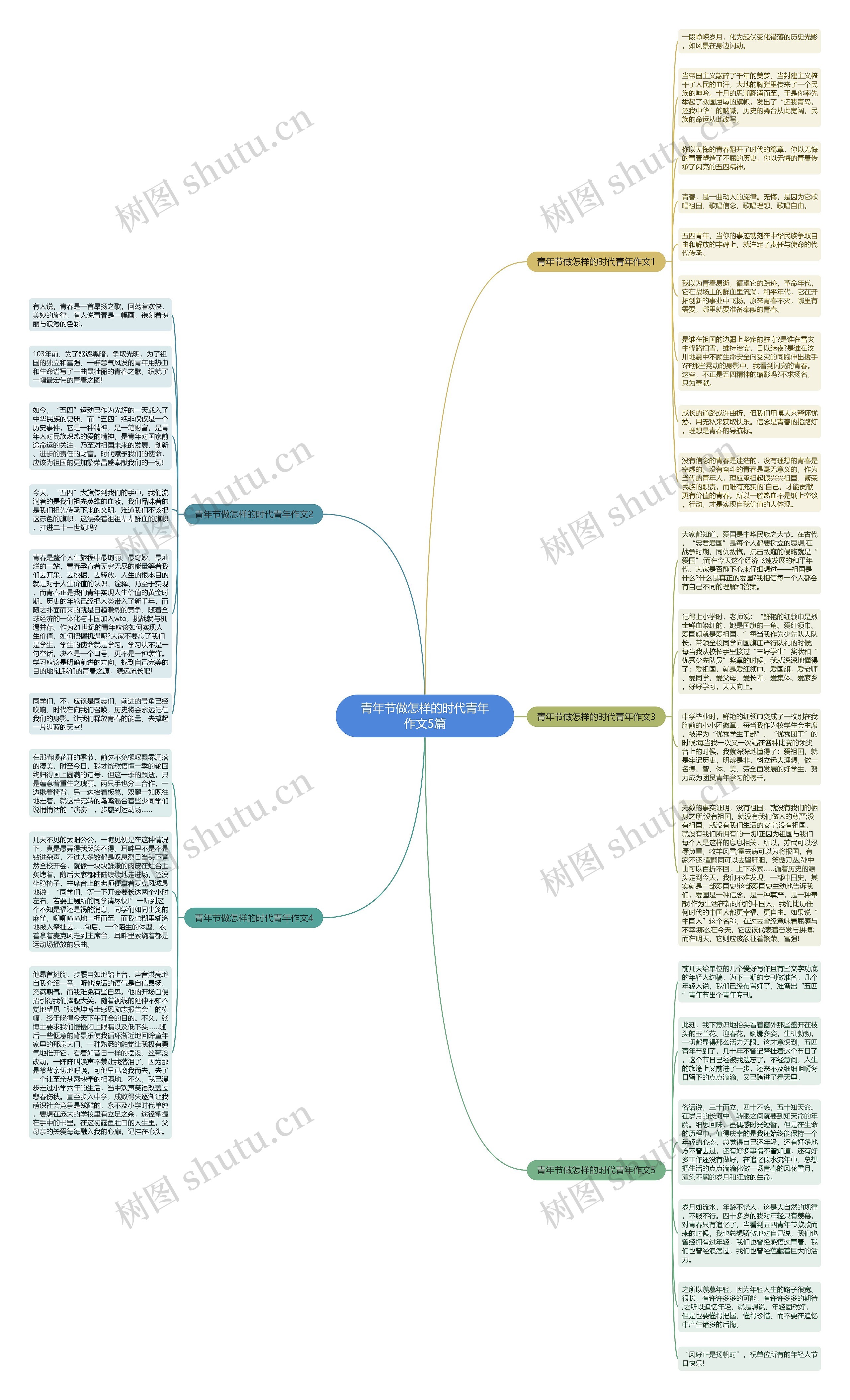 青年节做怎样的时代青年作文5篇思维导图