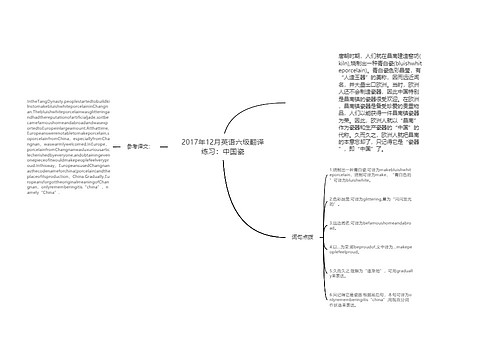 2017年12月英语六级翻译练习：中国瓷