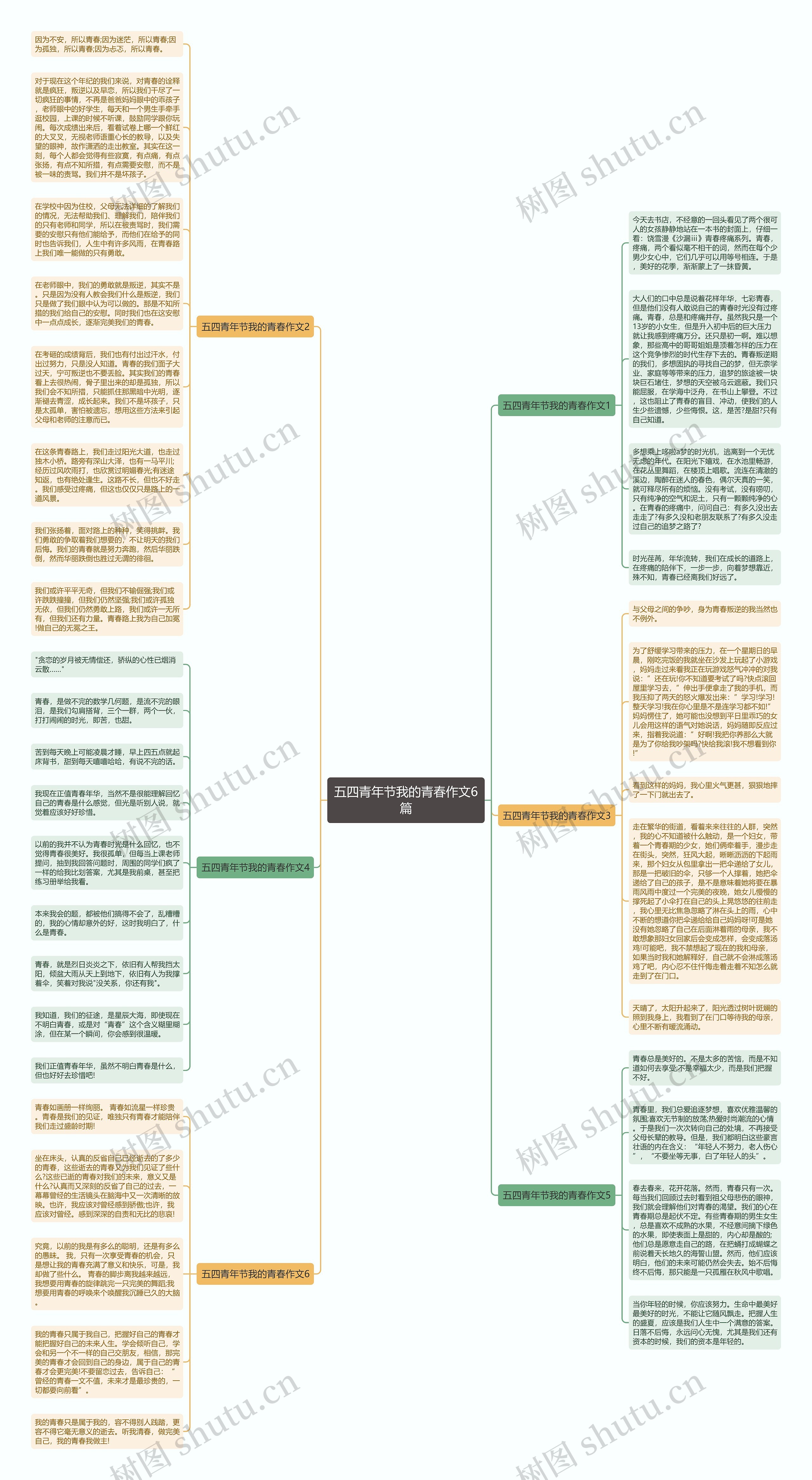 五四青年节我的青春作文6篇思维导图