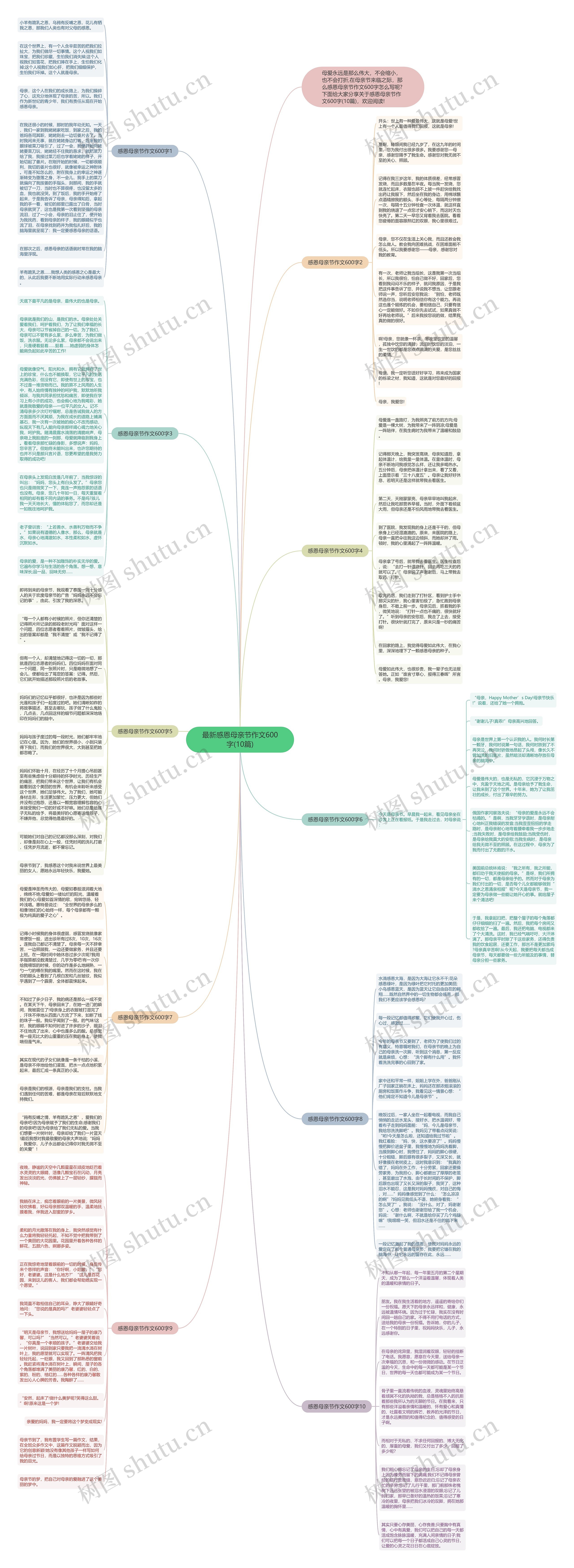 最新感恩母亲节作文600字(10篇)思维导图