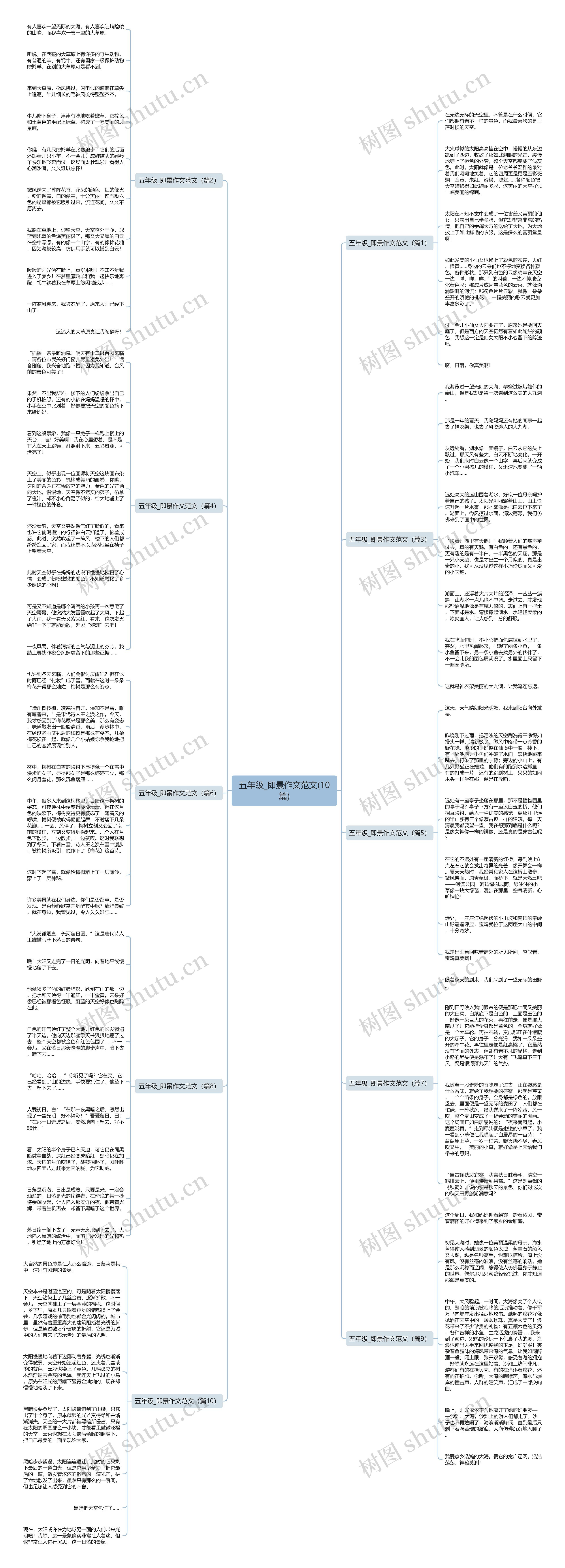 五年级_即景作文范文(10篇)思维导图