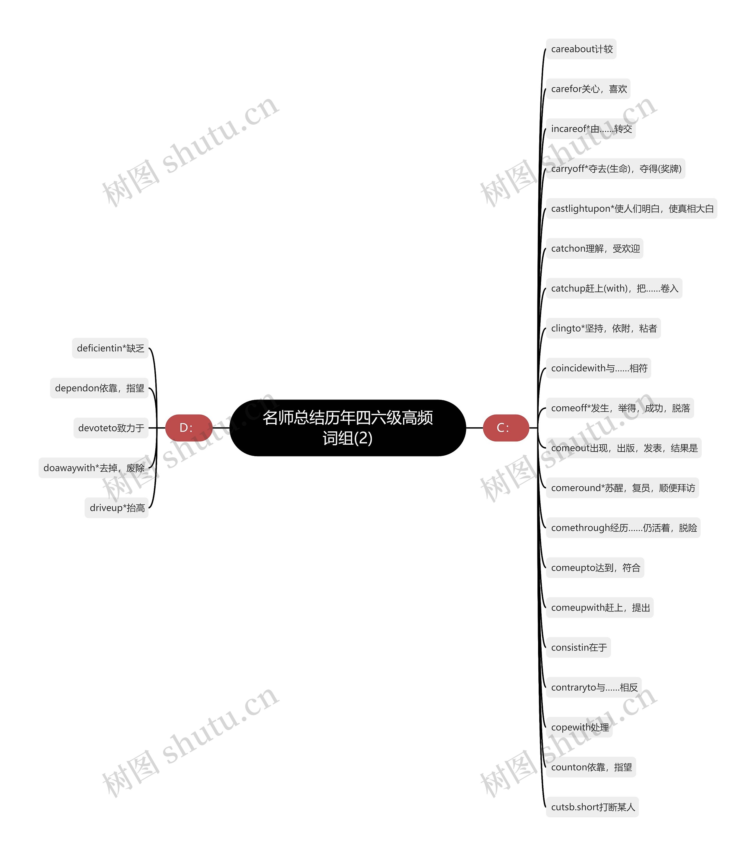 名师总结历年四六级高频词组(2)思维导图