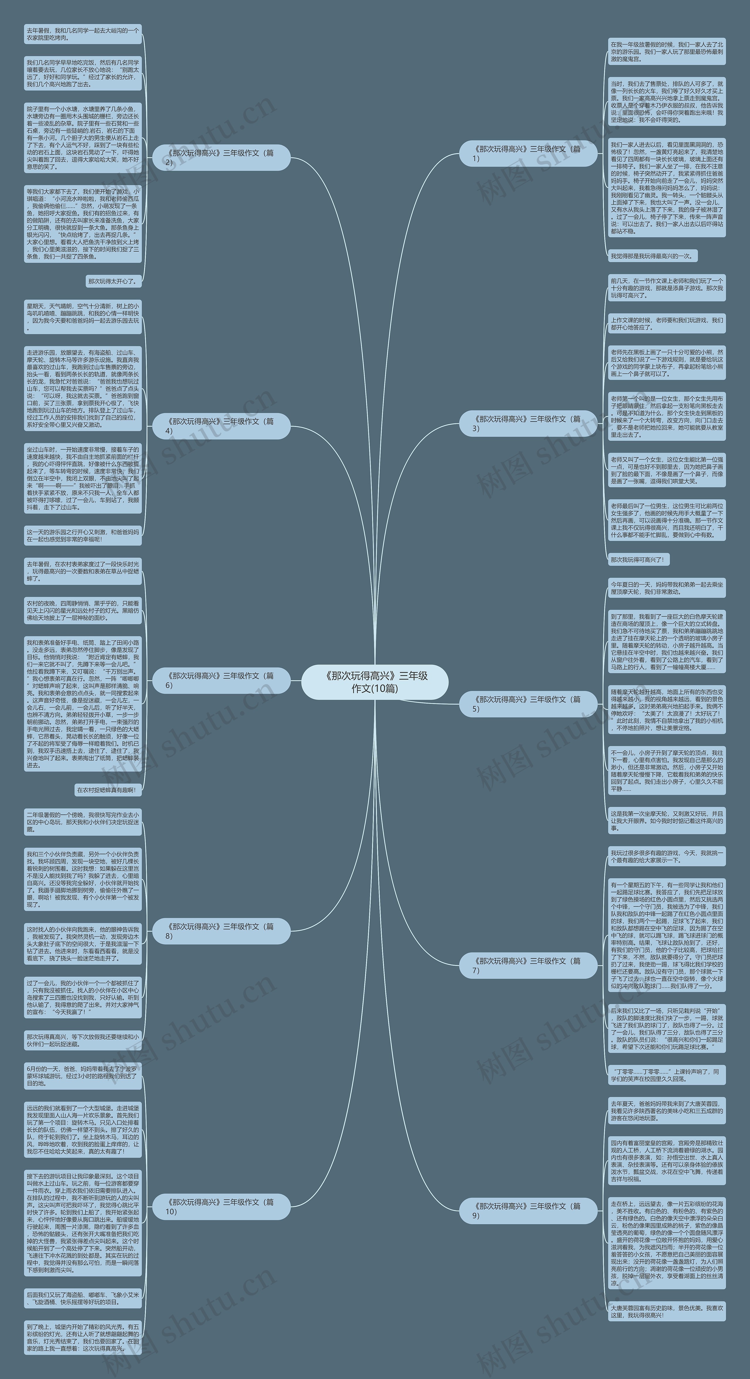 《那次玩得高兴》三年级作文(10篇)思维导图