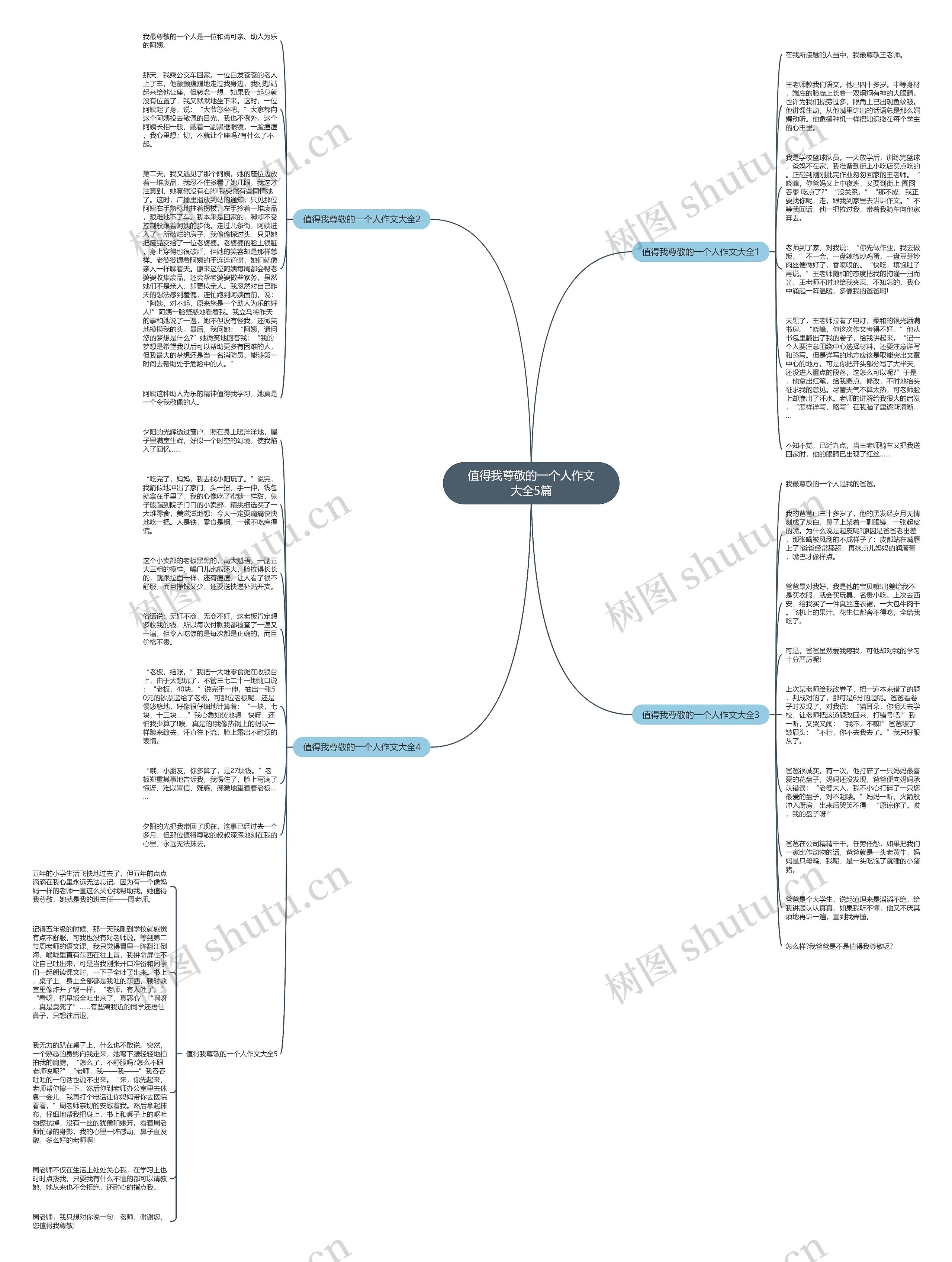 值得我尊敬的一个人作文大全5篇思维导图