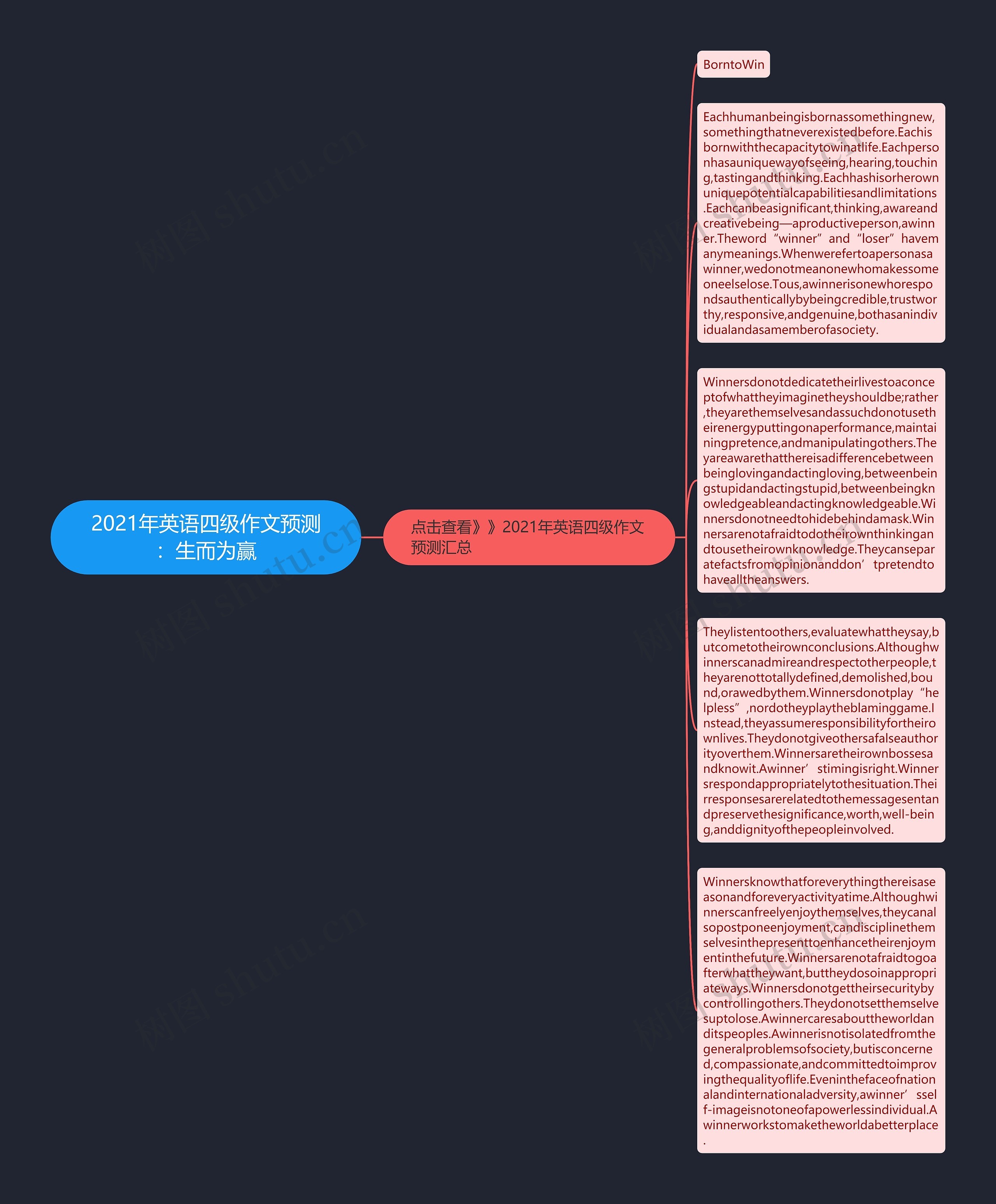 2021年英语四级作文预测：生而为赢思维导图