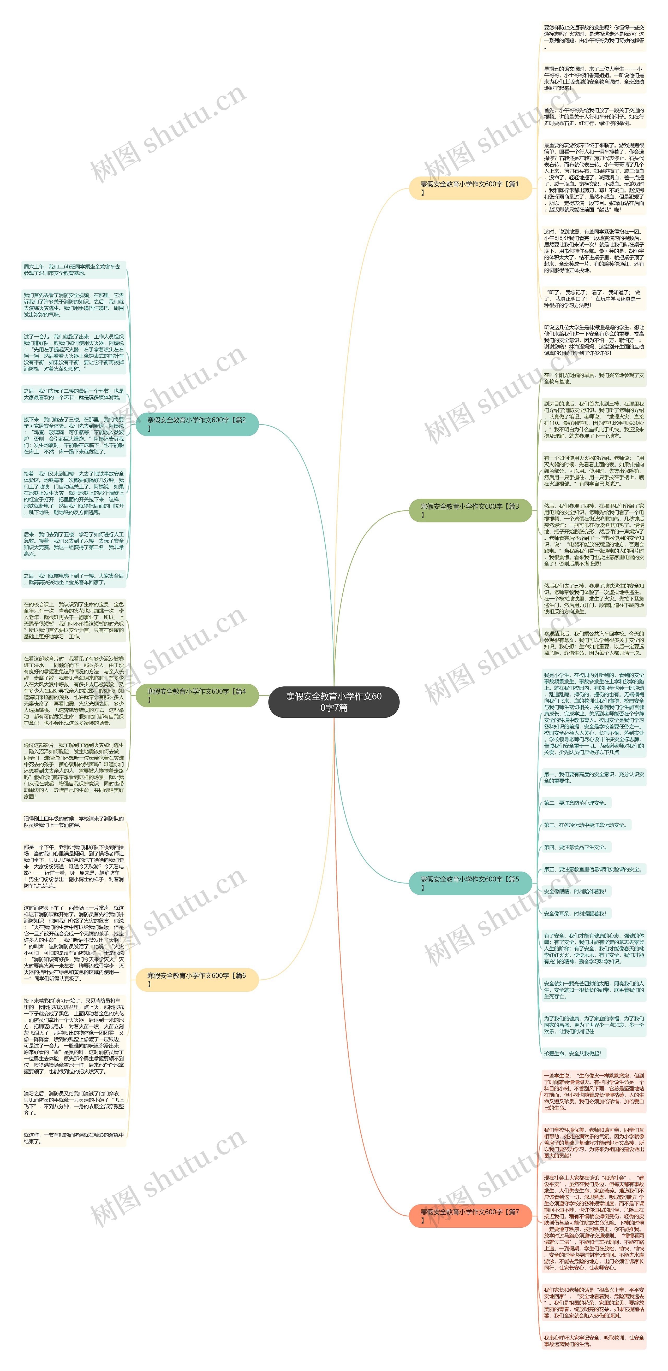 寒假安全教育小学作文600字7篇思维导图