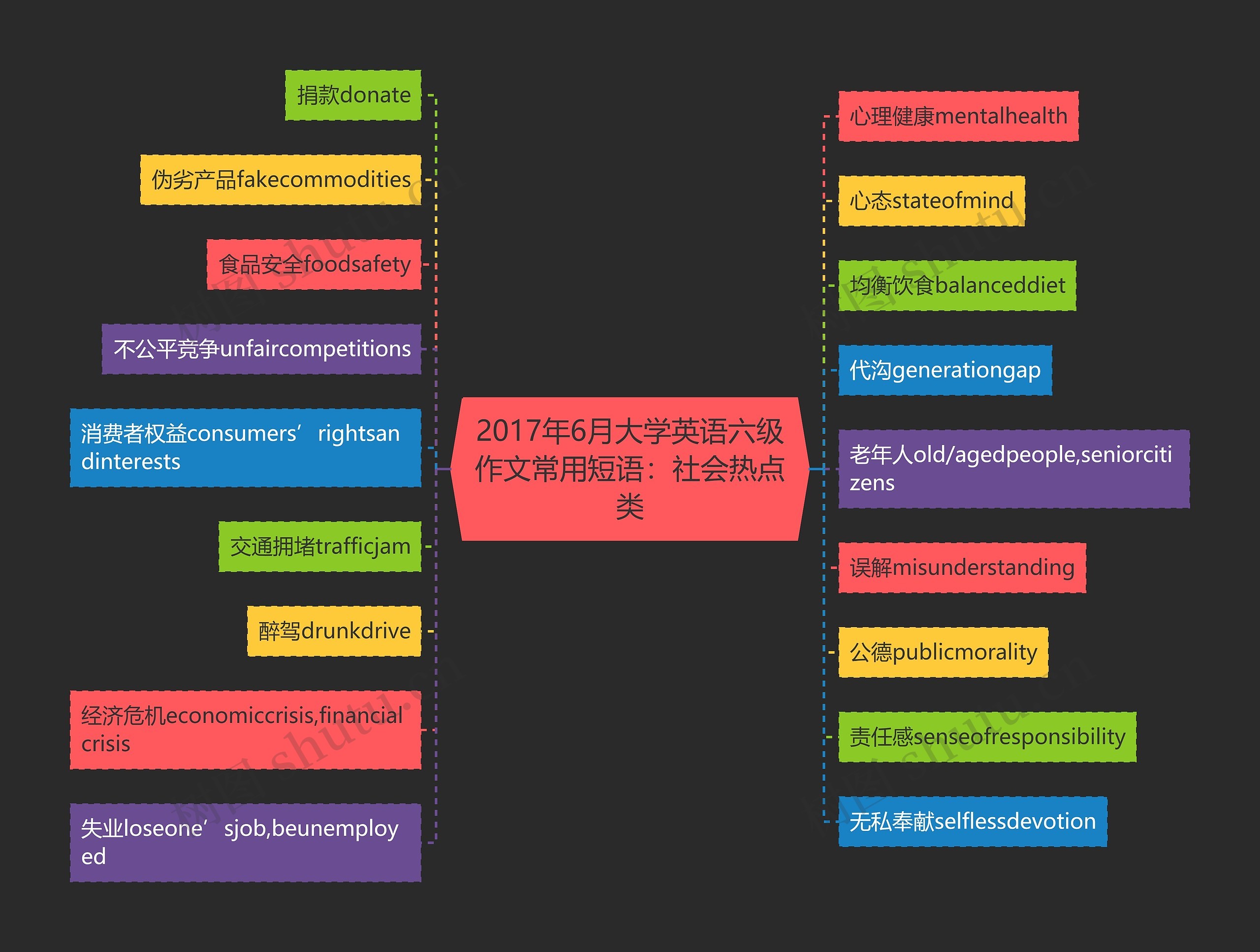 2017年6月大学英语六级作文常用短语：社会热点类