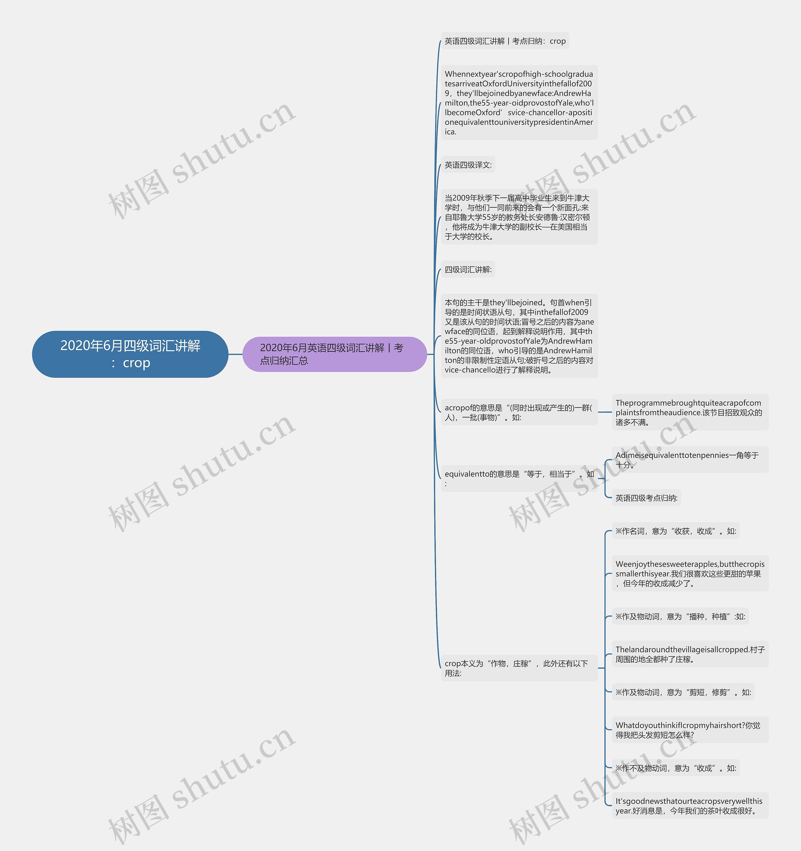 2020年6月四级词汇讲解：crop思维导图