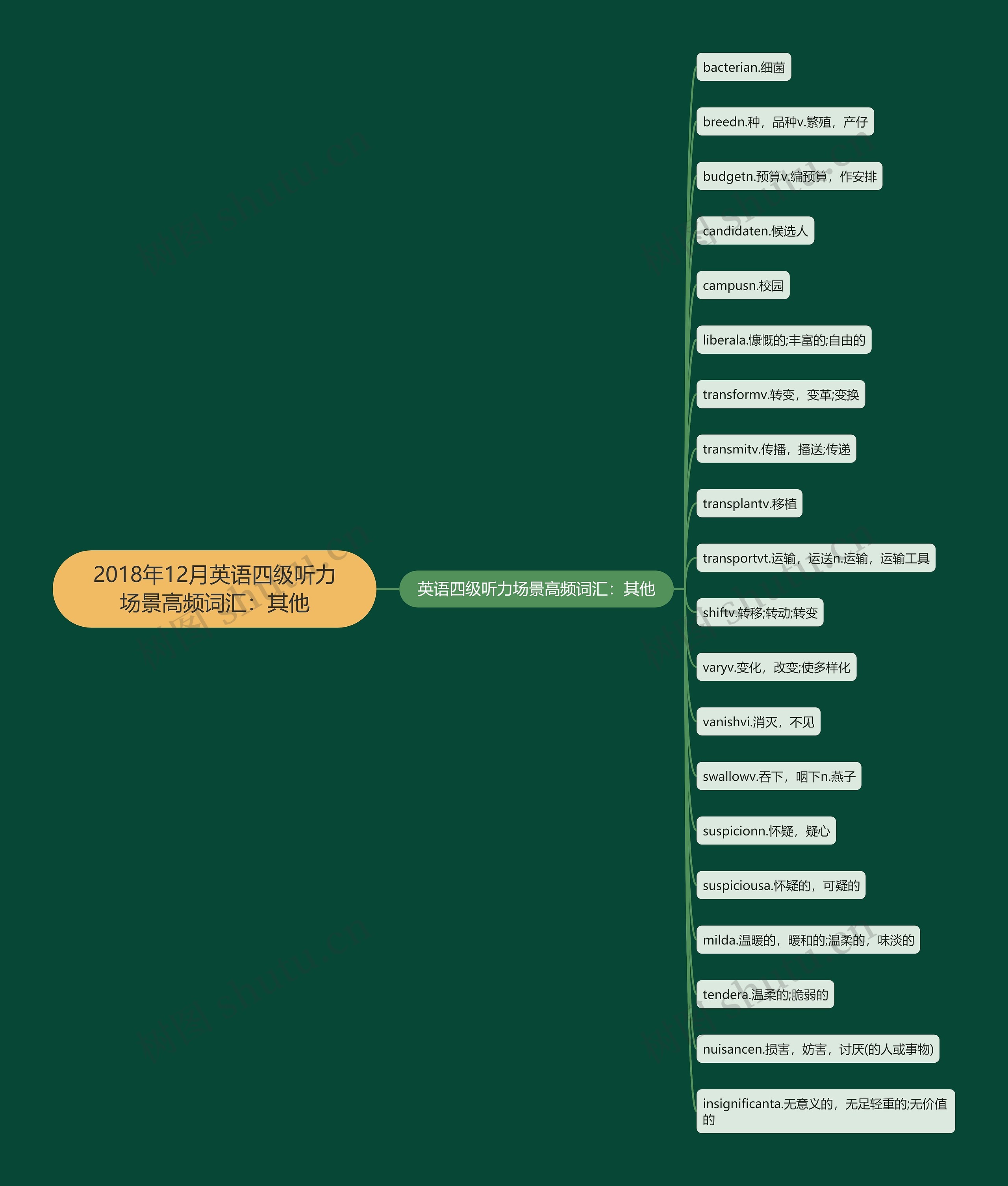 2018年12月英语四级听力场景高频词汇：其他思维导图