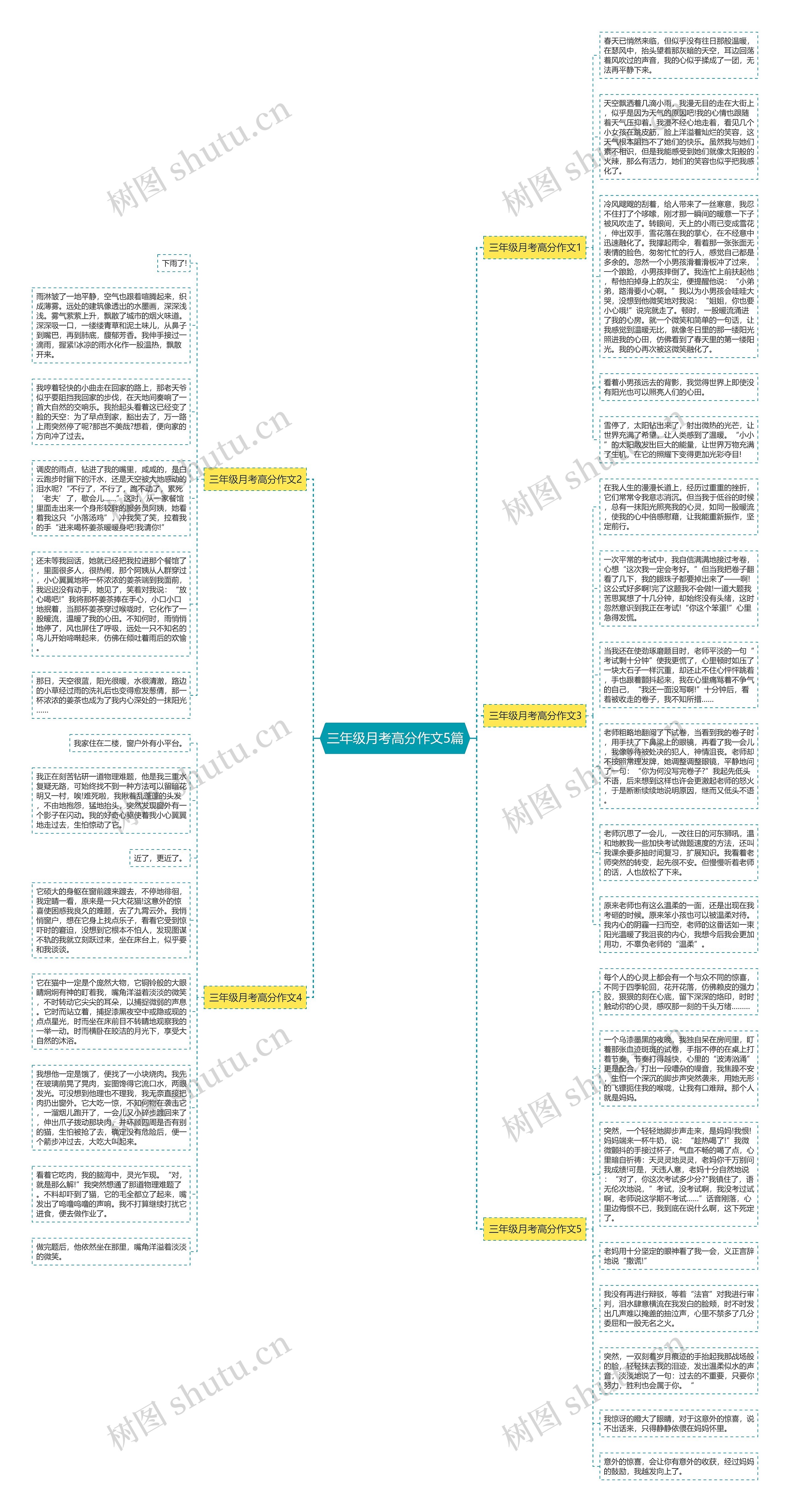 三年级月考高分作文5篇思维导图