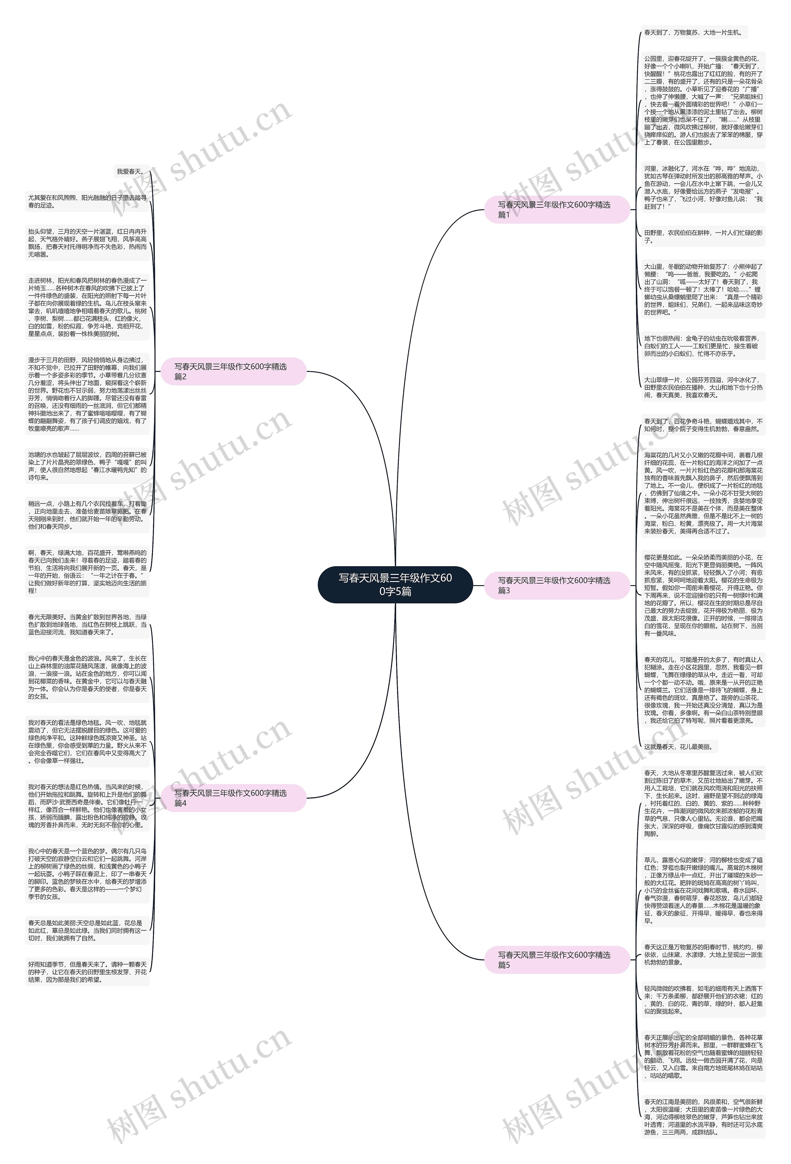 写春天风景三年级作文600字5篇思维导图