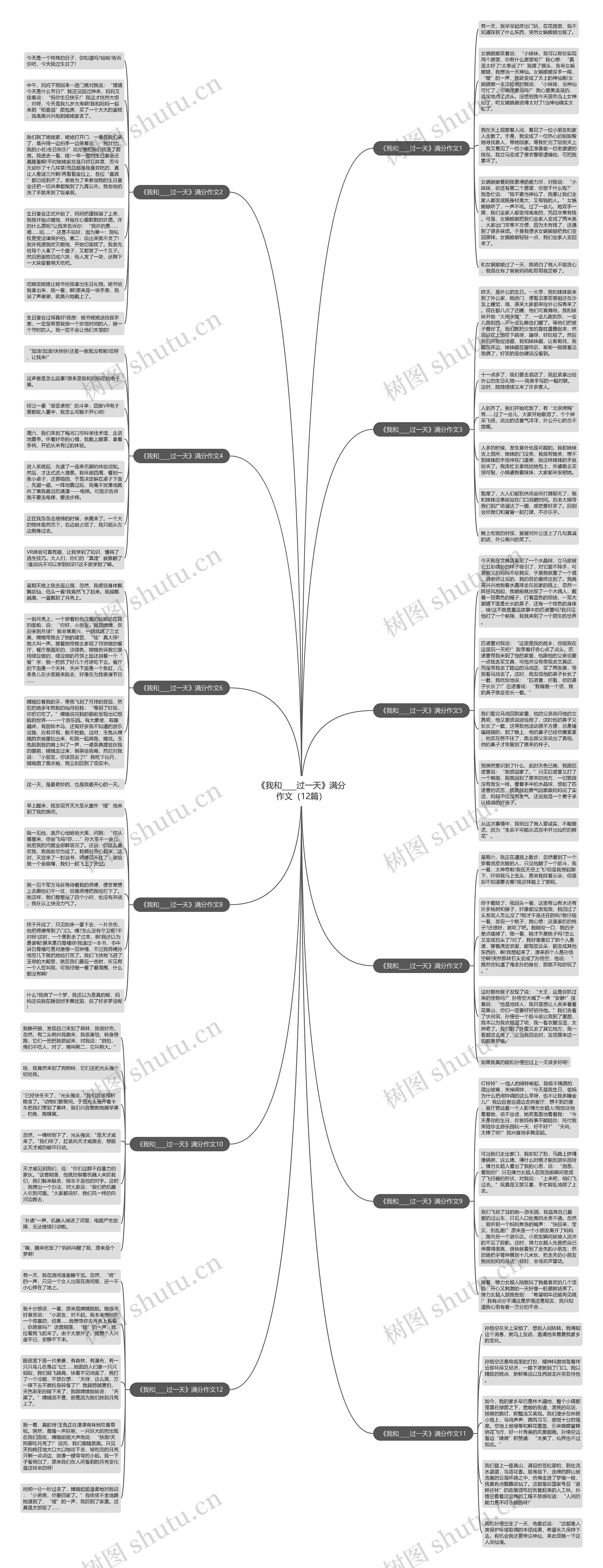 《我和____过一天》满分作文（12篇）思维导图