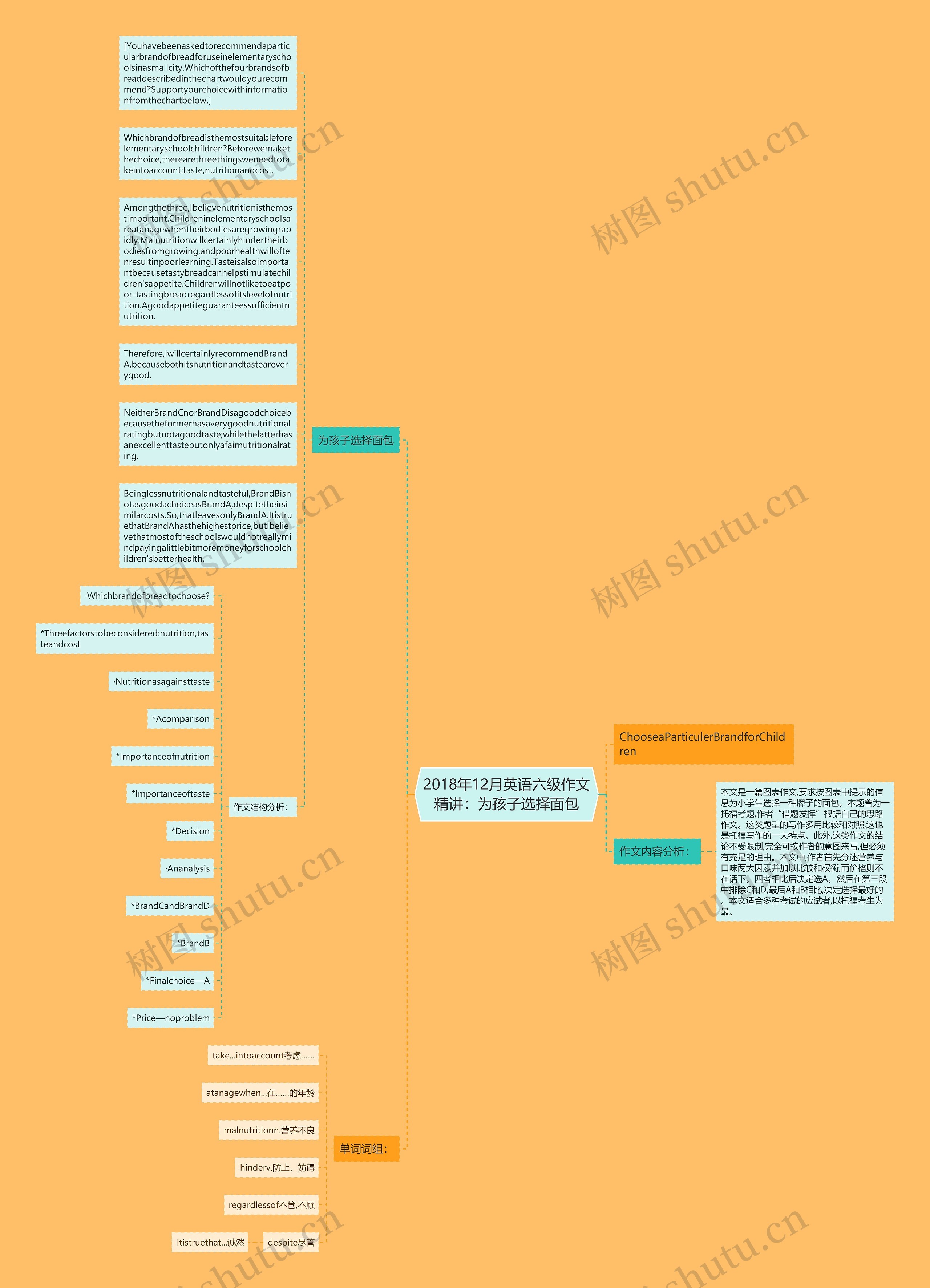 2018年12月英语六级作文精讲：为孩子选择面包思维导图