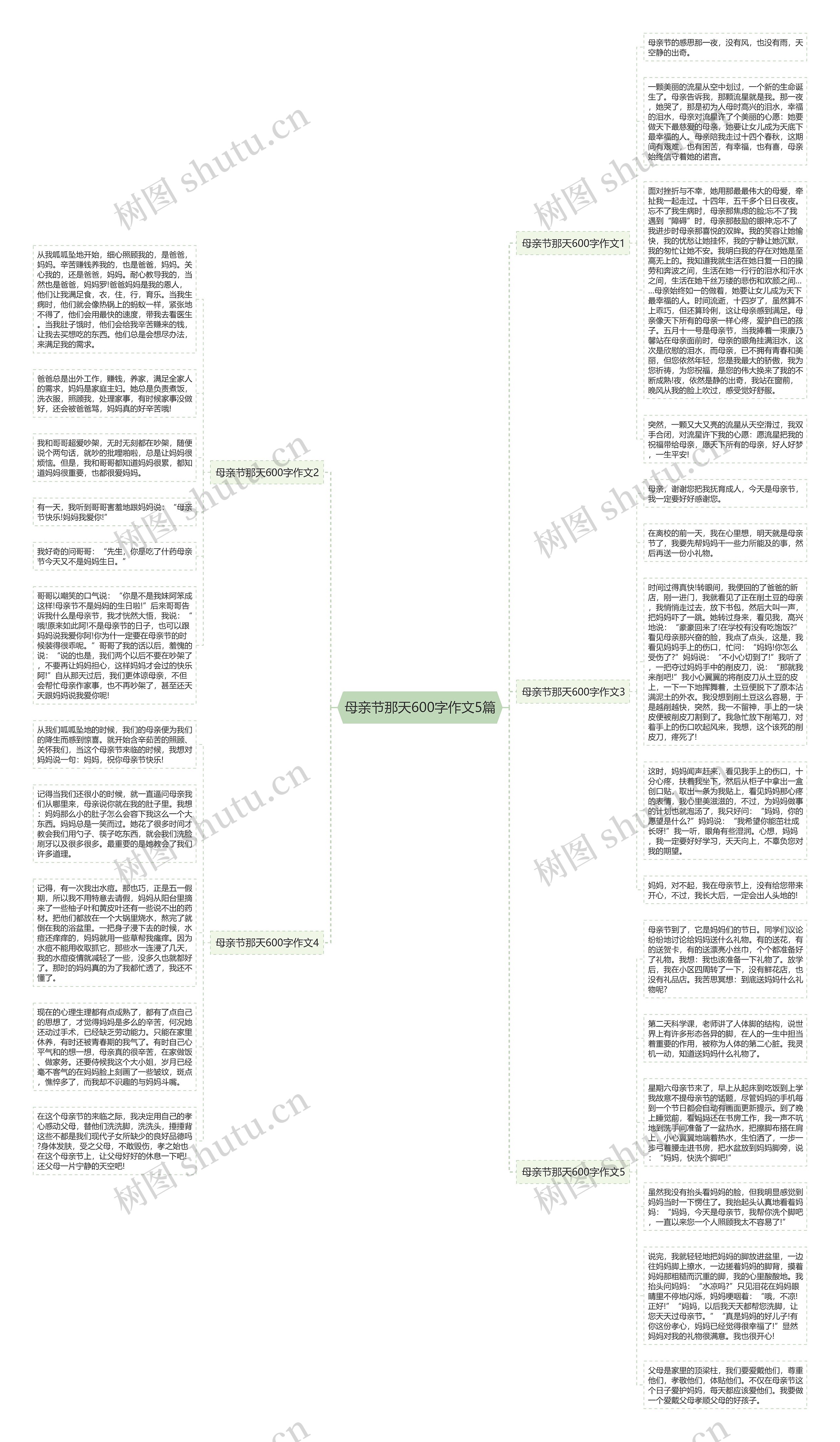 母亲节那天600字作文5篇思维导图