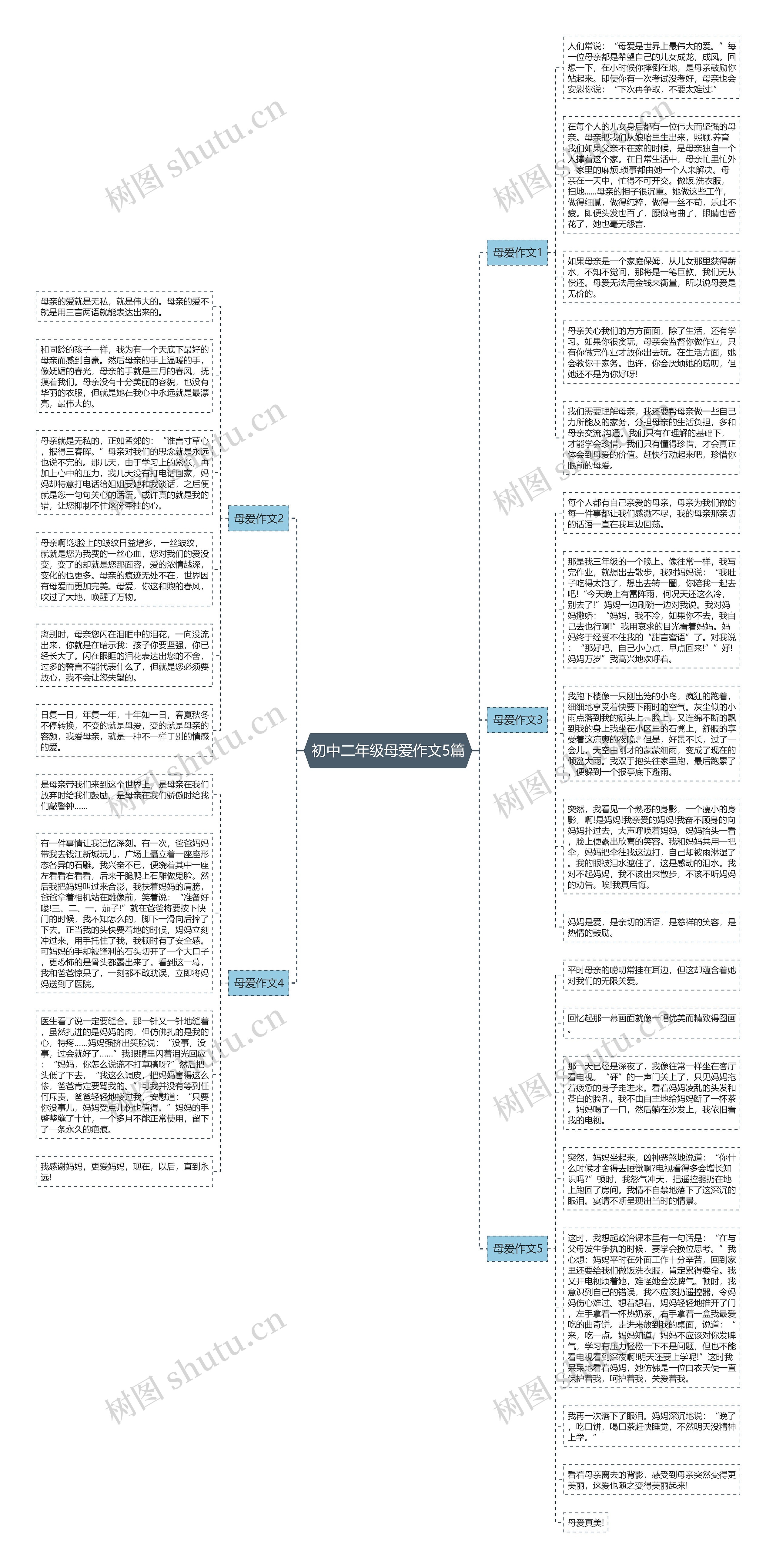 初中二年级母爱作文5篇思维导图