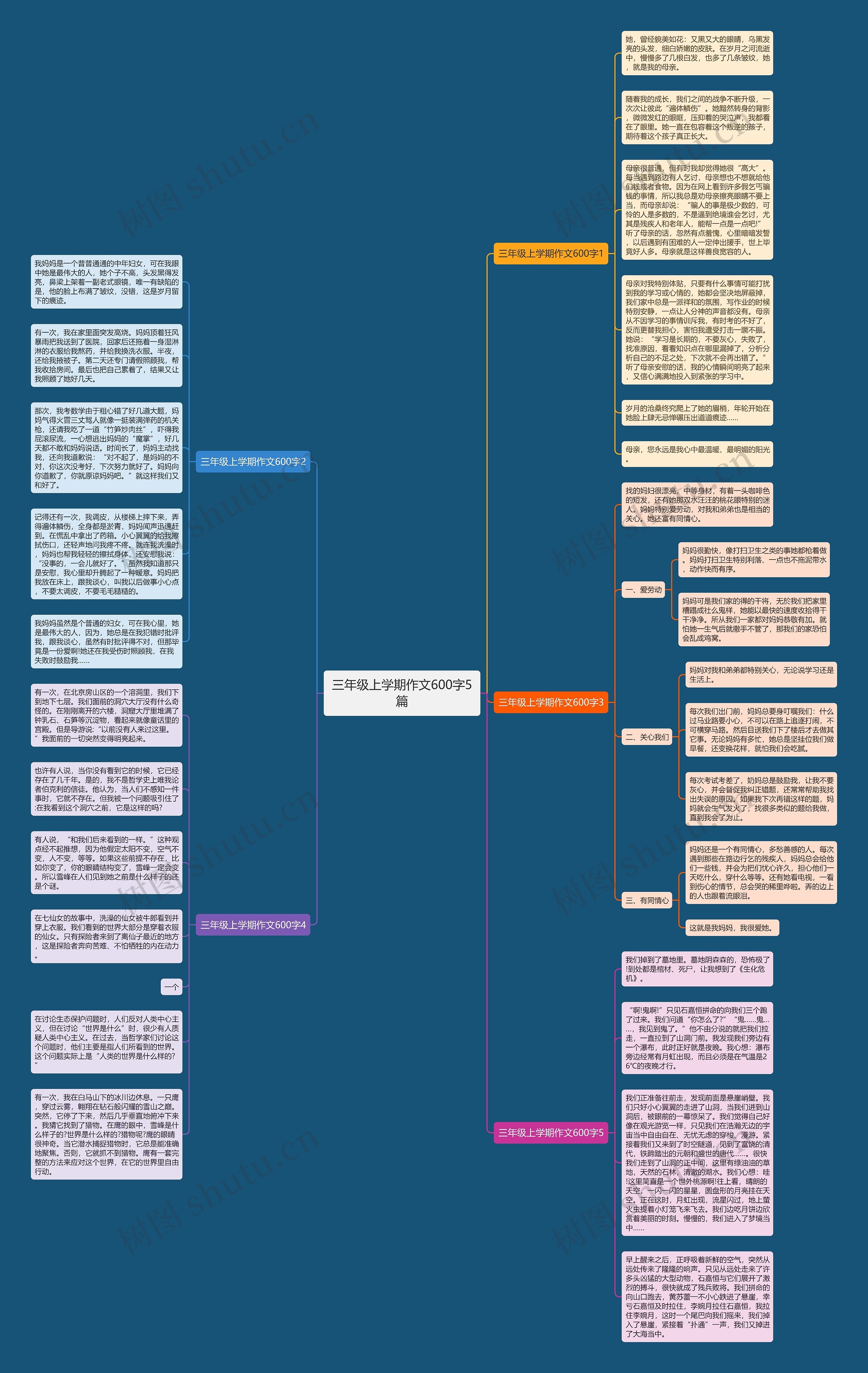 三年级上学期作文600字5篇思维导图