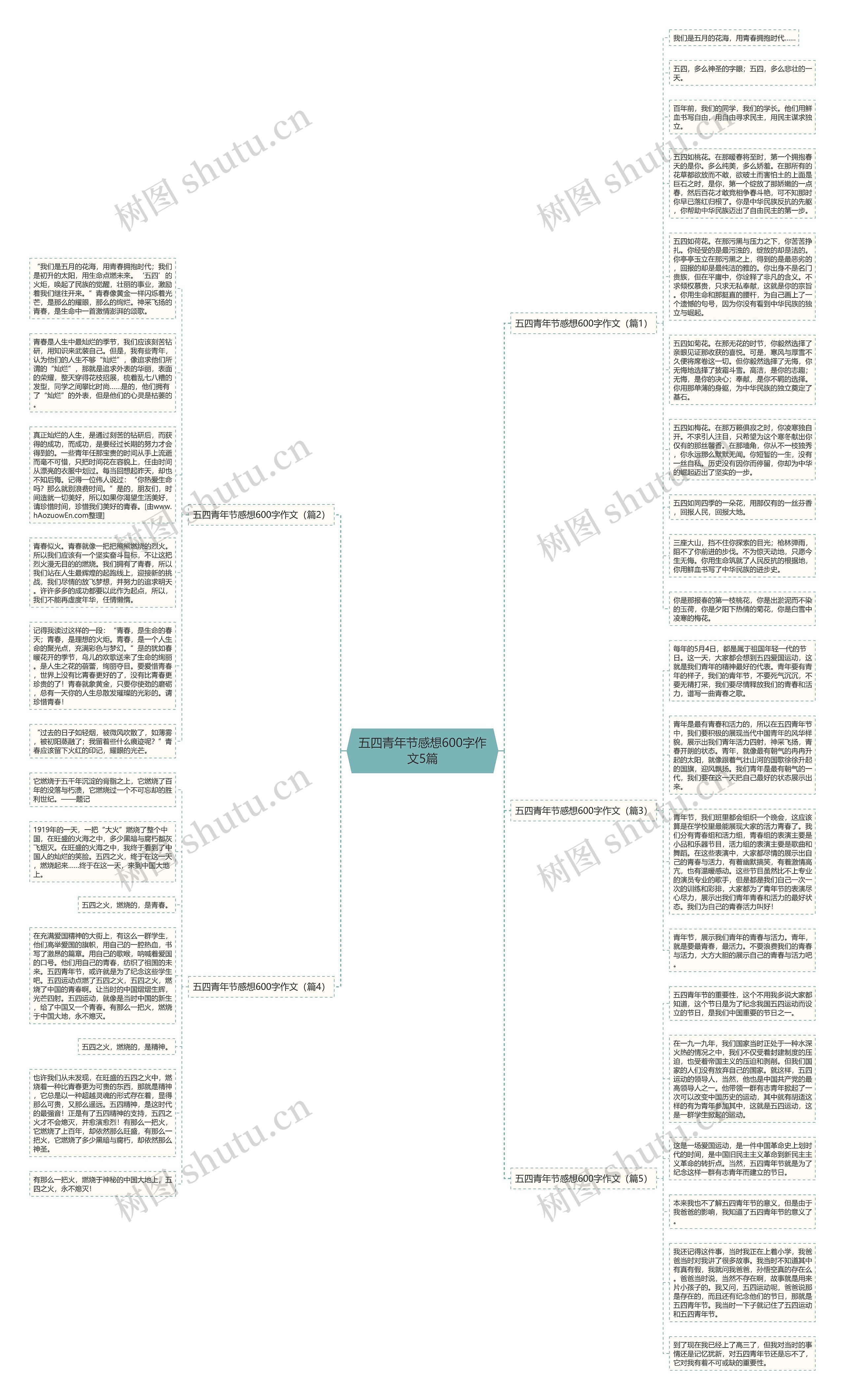 五四青年节感想600字作文5篇思维导图