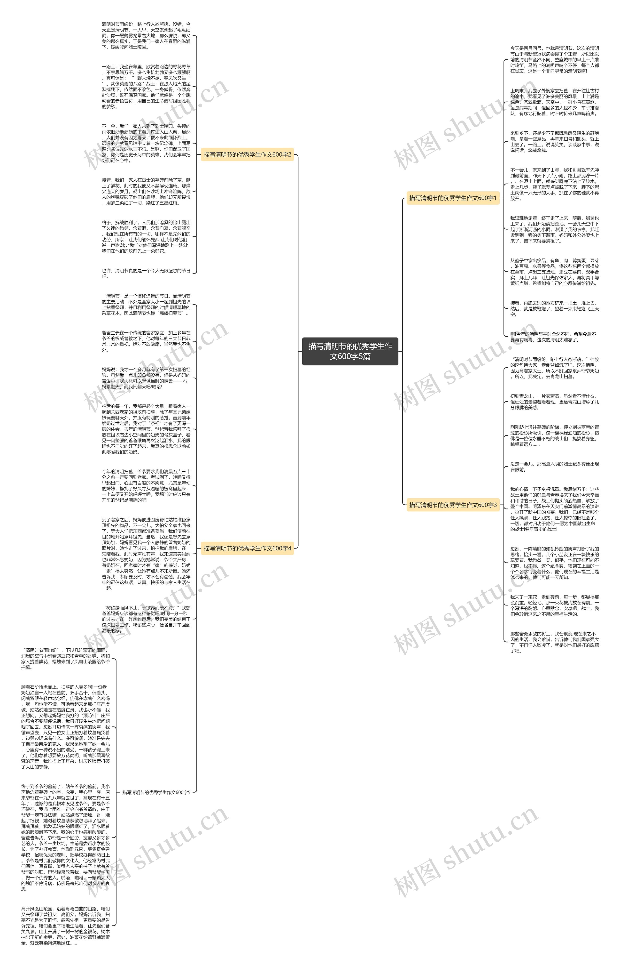 描写清明节的优秀学生作文600字5篇思维导图