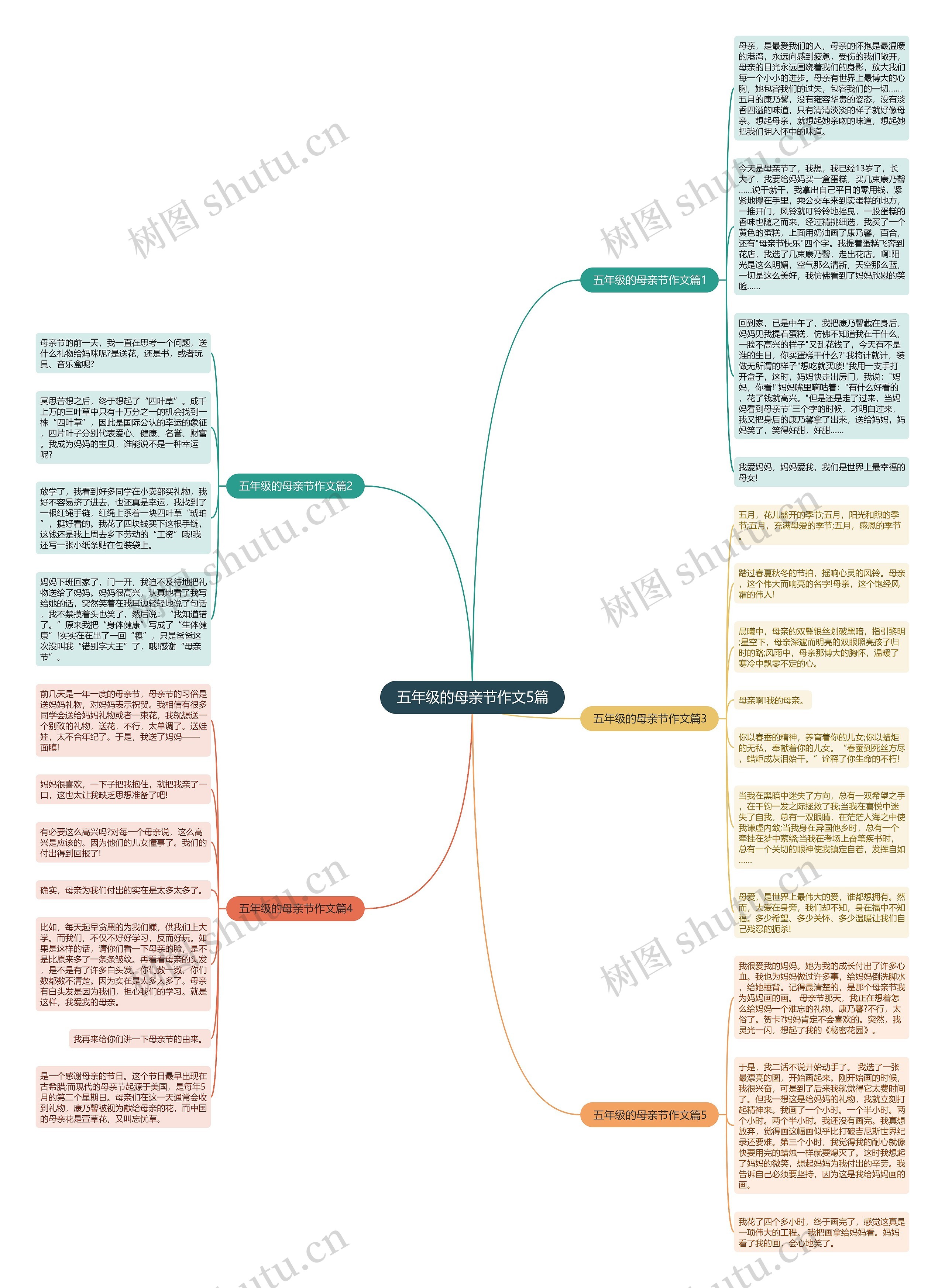 五年级的母亲节作文5篇思维导图