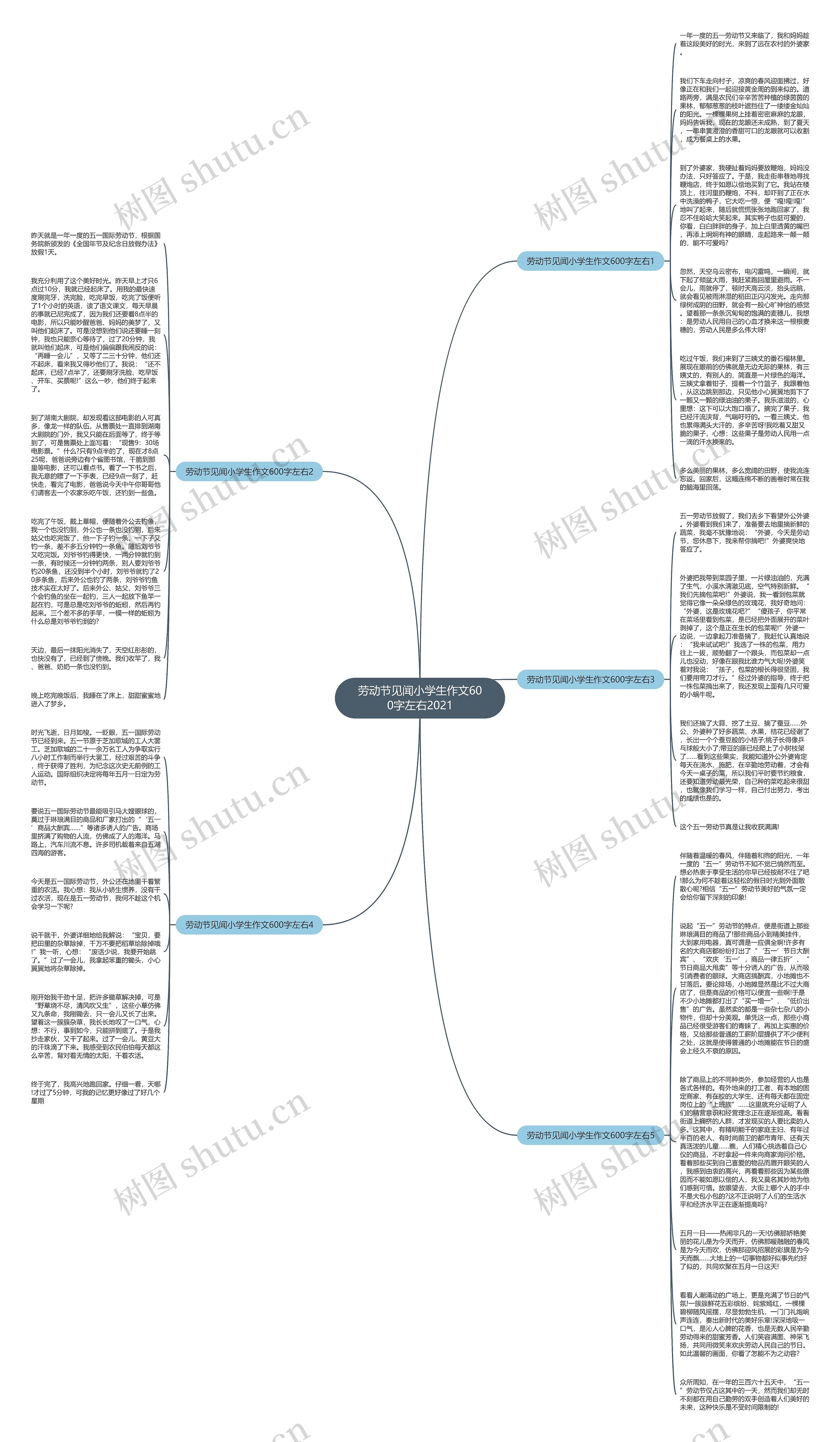 劳动节见闻小学生作文600字左右2021思维导图