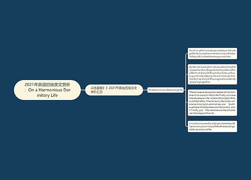 2021年英语四级美文赏析：On a Harmonious Dormitory Life
