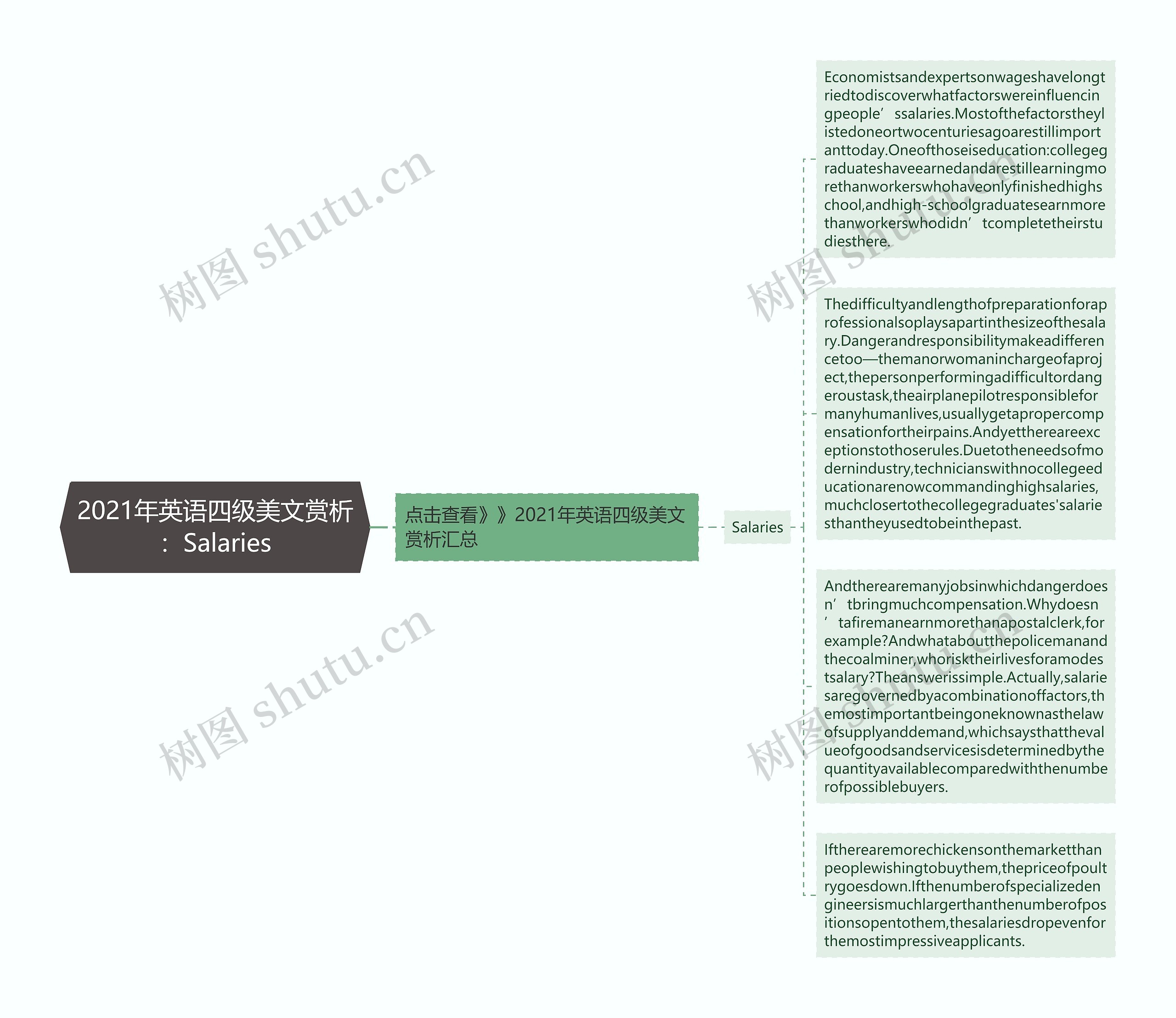 2021年英语四级美文赏析：Salaries思维导图