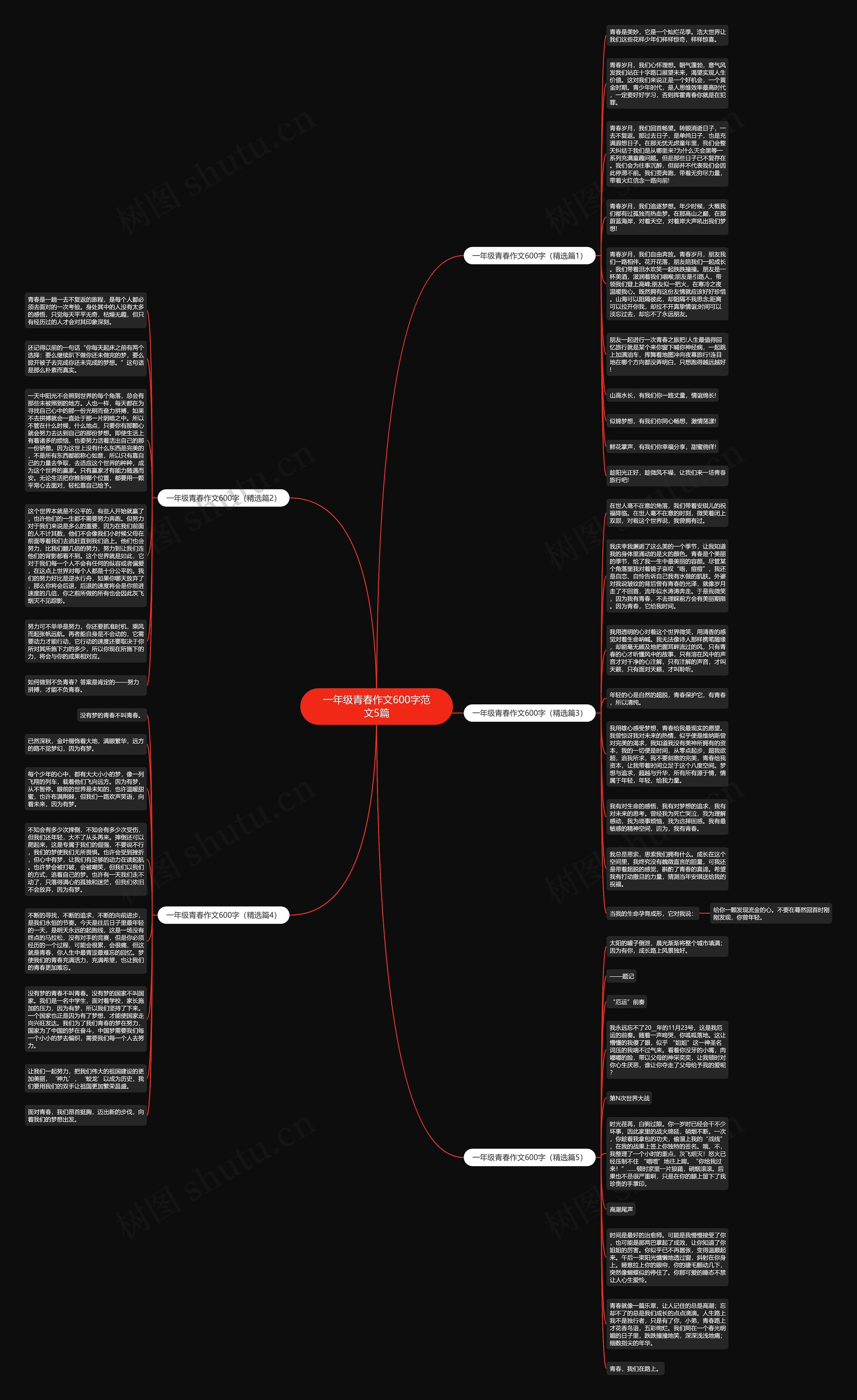 一年级青春作文600字范文5篇思维导图