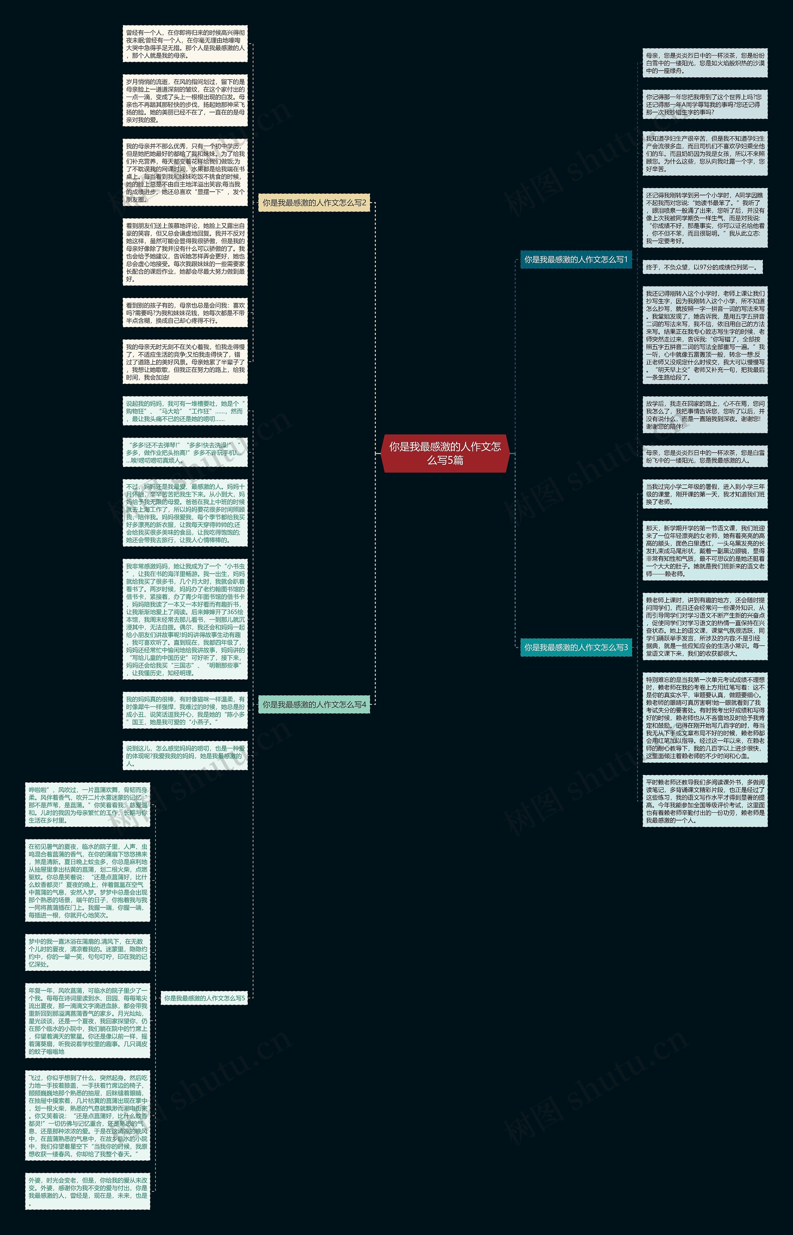 你是我最感激的人作文怎么写5篇思维导图