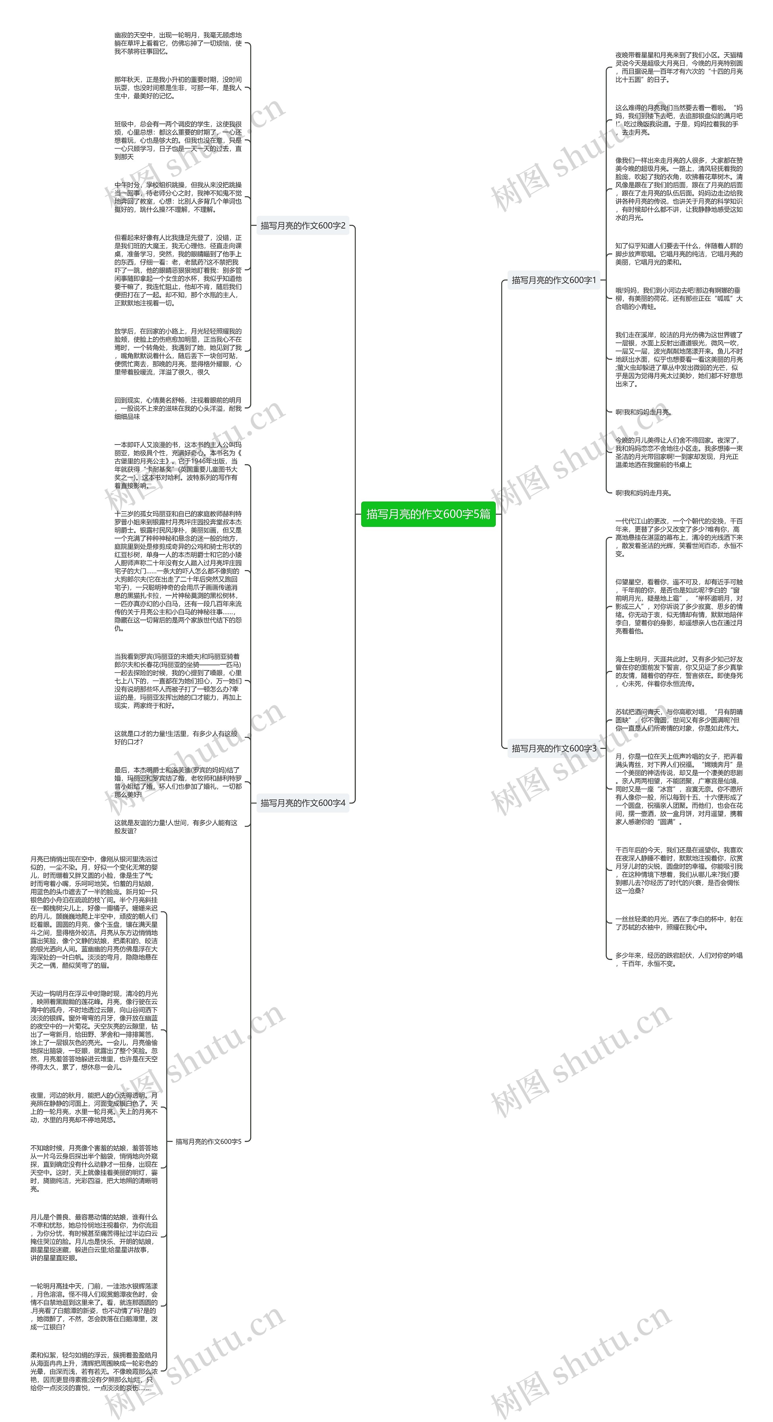描写月亮的作文600字5篇思维导图