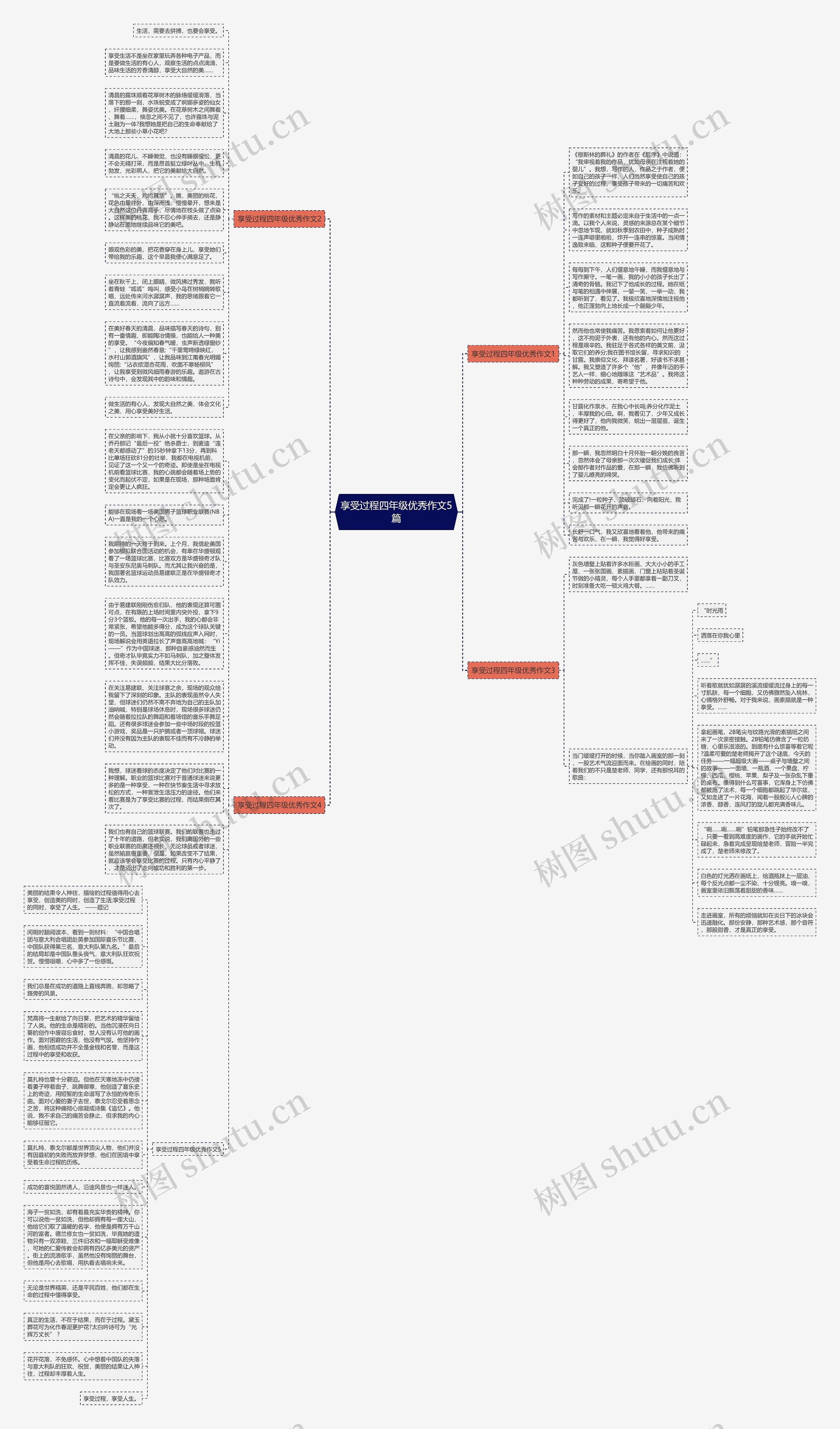 享受过程四年级优秀作文5篇思维导图