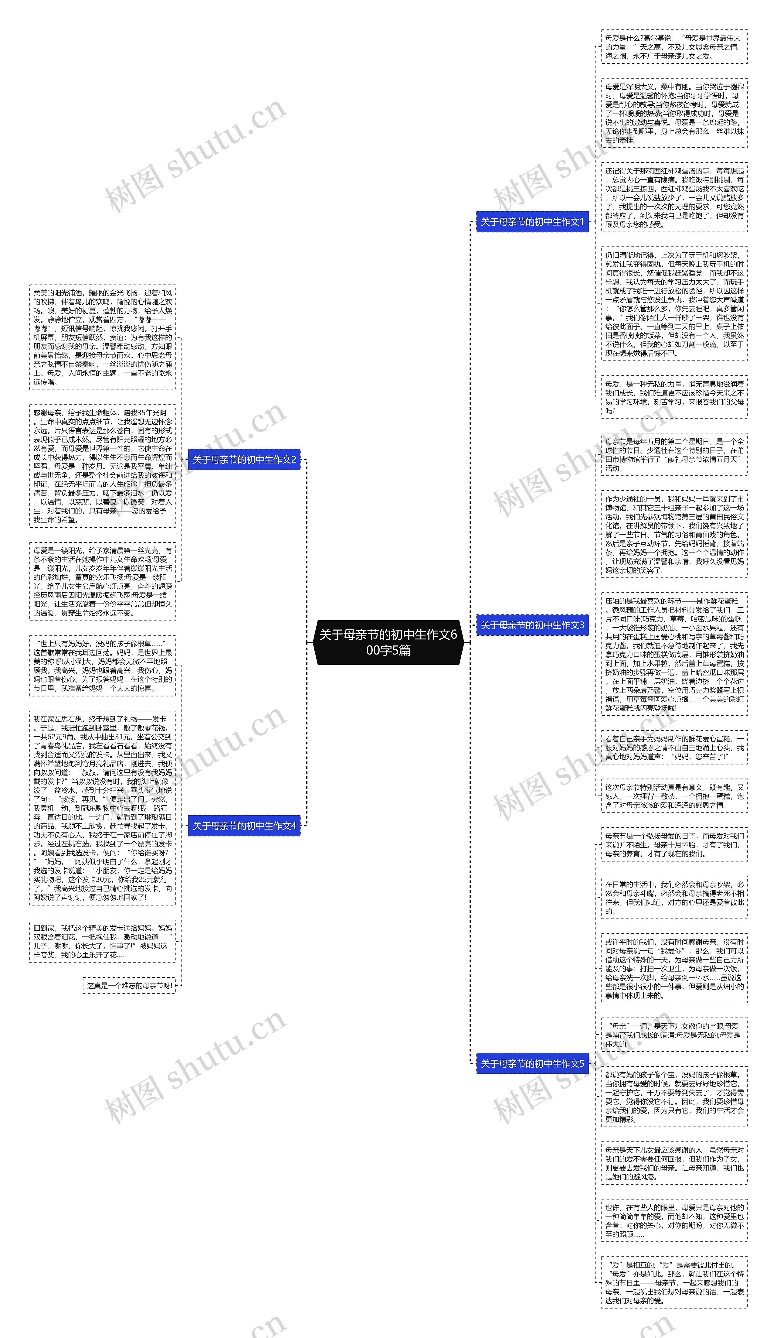 关于母亲节的初中生作文600字5篇思维导图