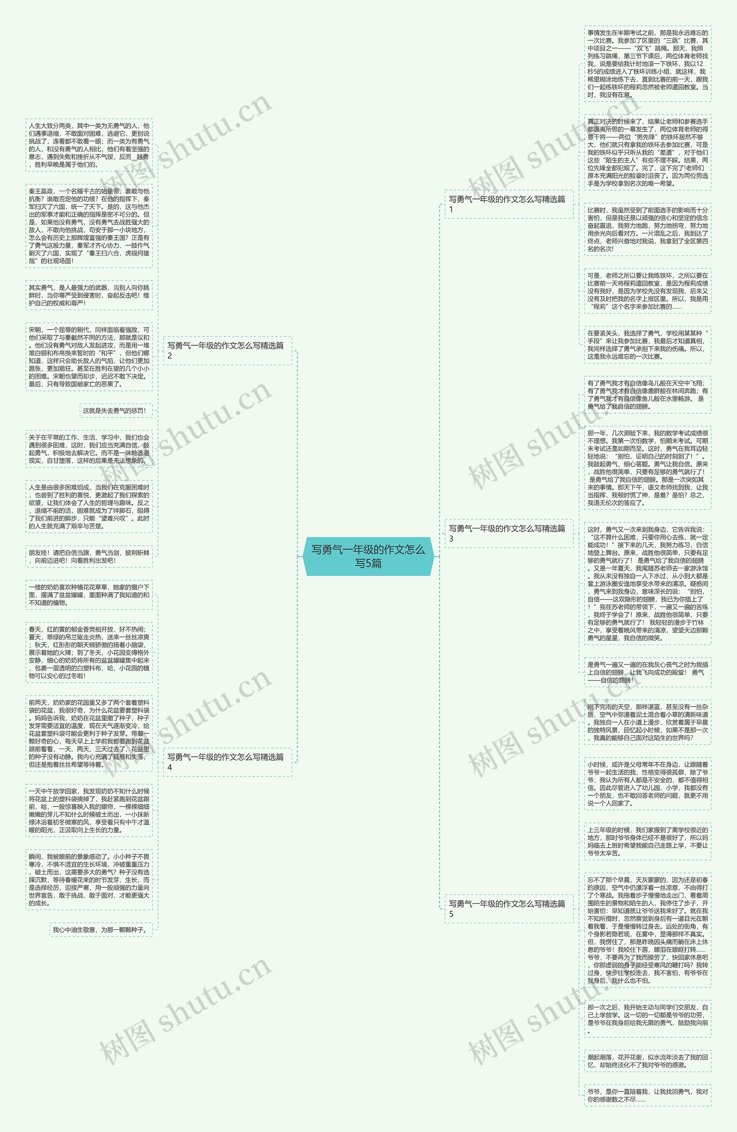 写勇气一年级的作文怎么写5篇思维导图