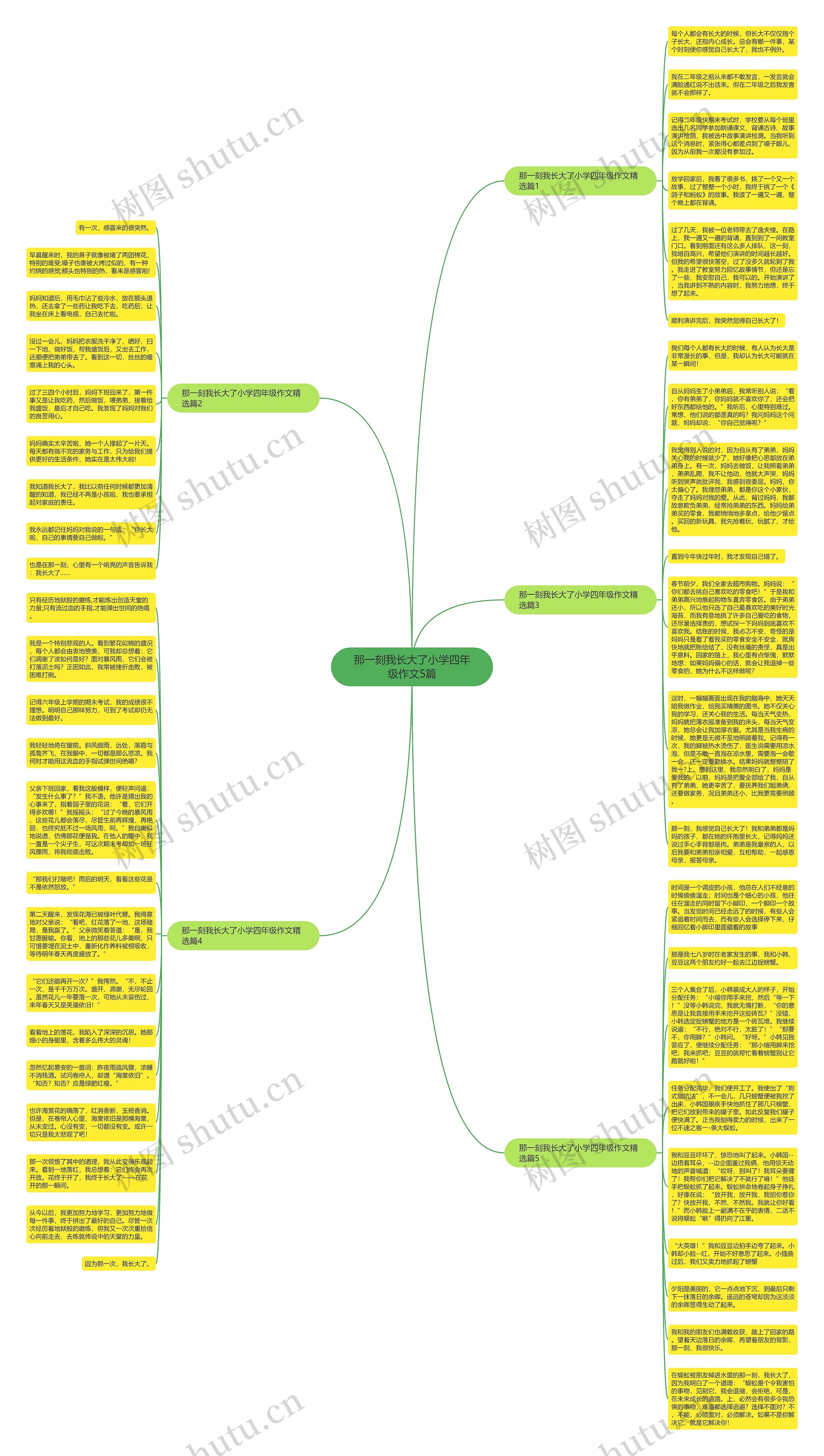 那一刻我长大了小学四年级作文5篇思维导图