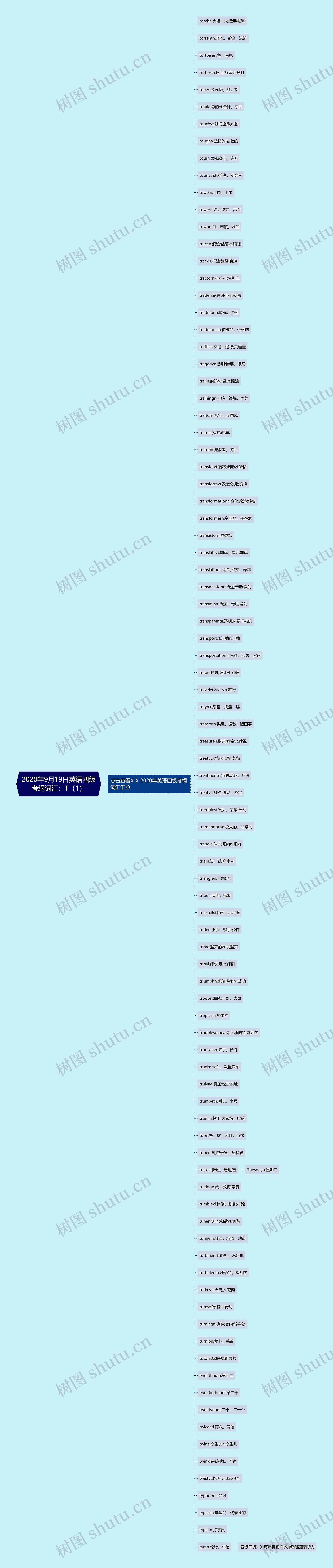 2020年9月19日英语四级考纲词汇：T（1）思维导图