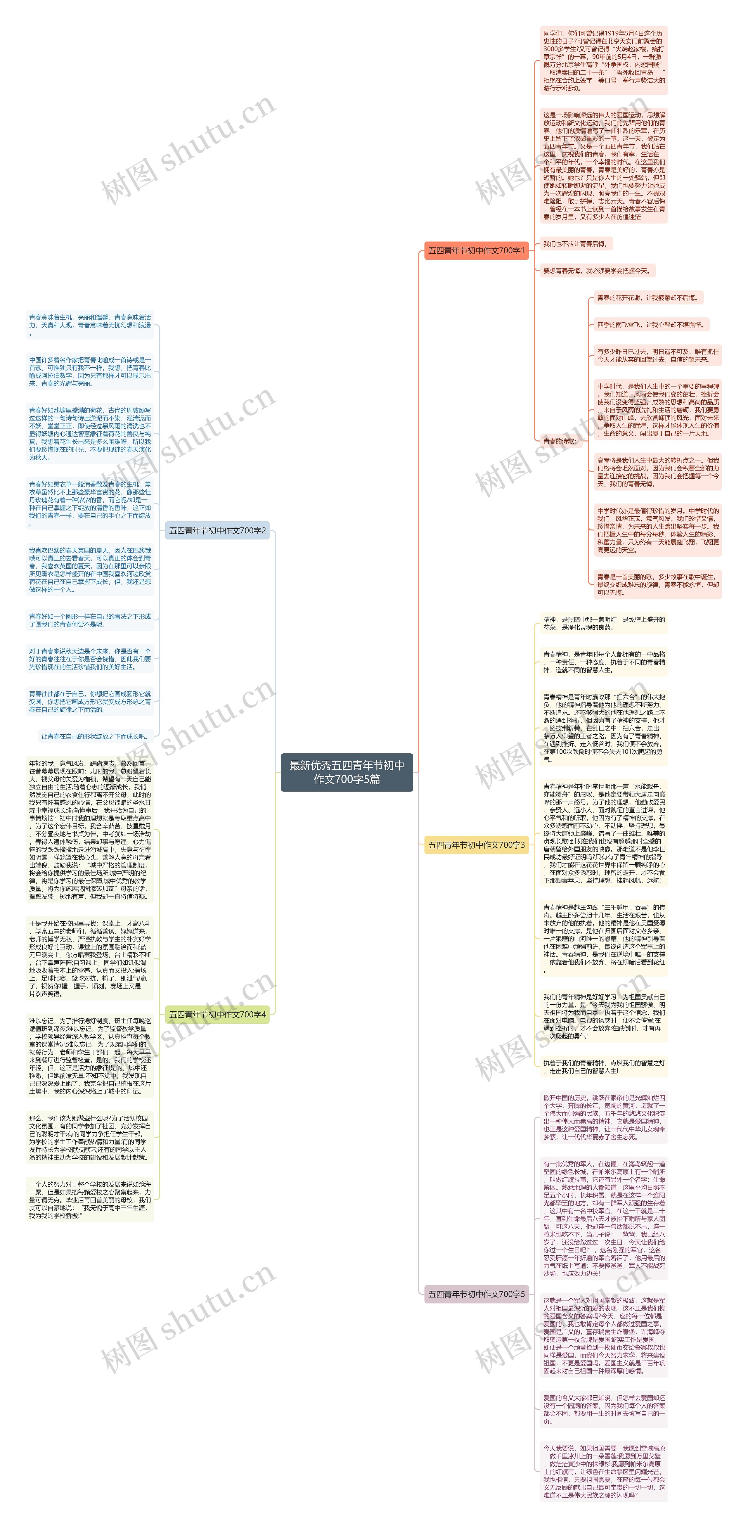 最新优秀五四青年节初中作文700字5篇思维导图