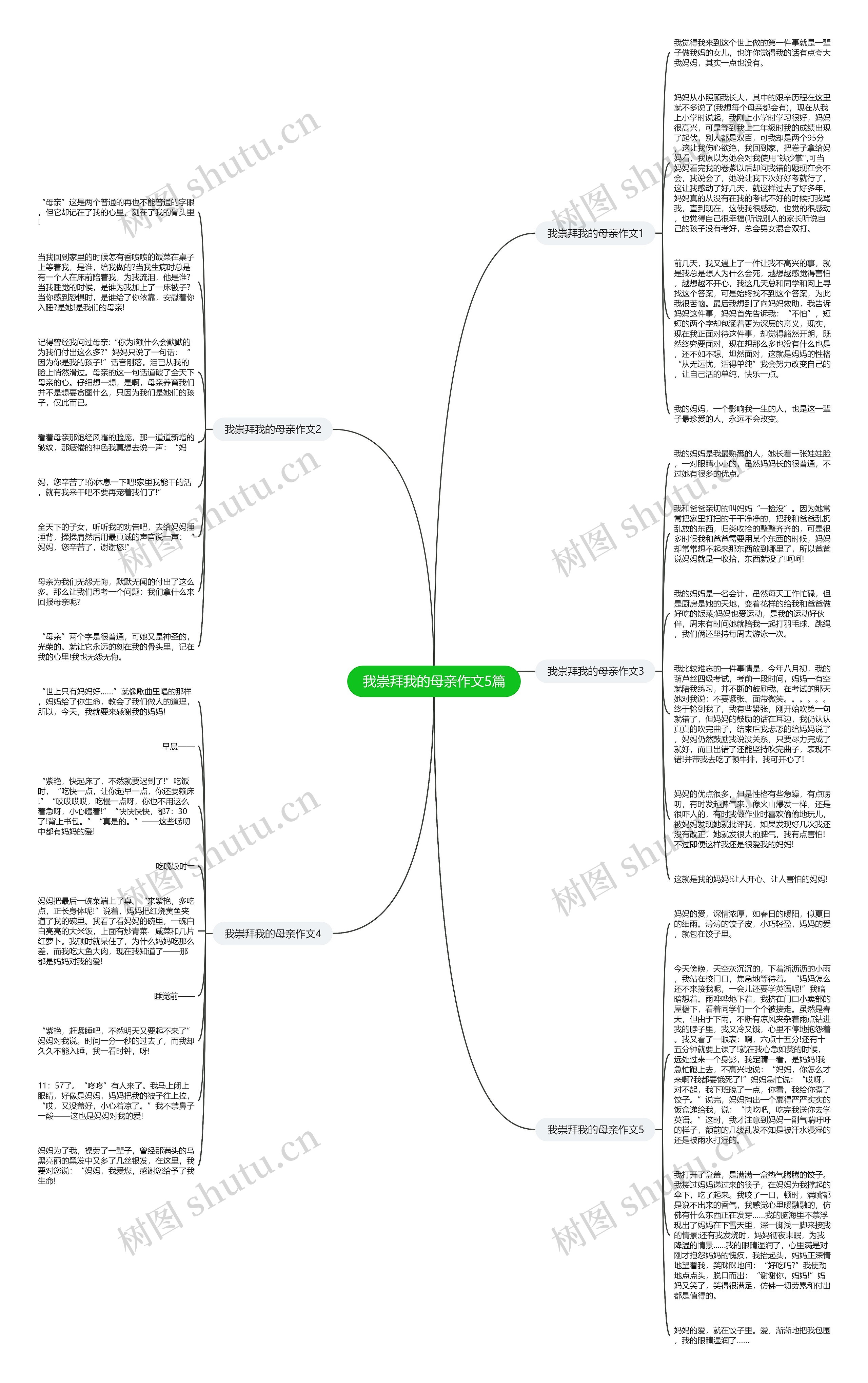 我崇拜我的母亲作文5篇思维导图高清图 我崇拜我的母亲作文5篇思维导图